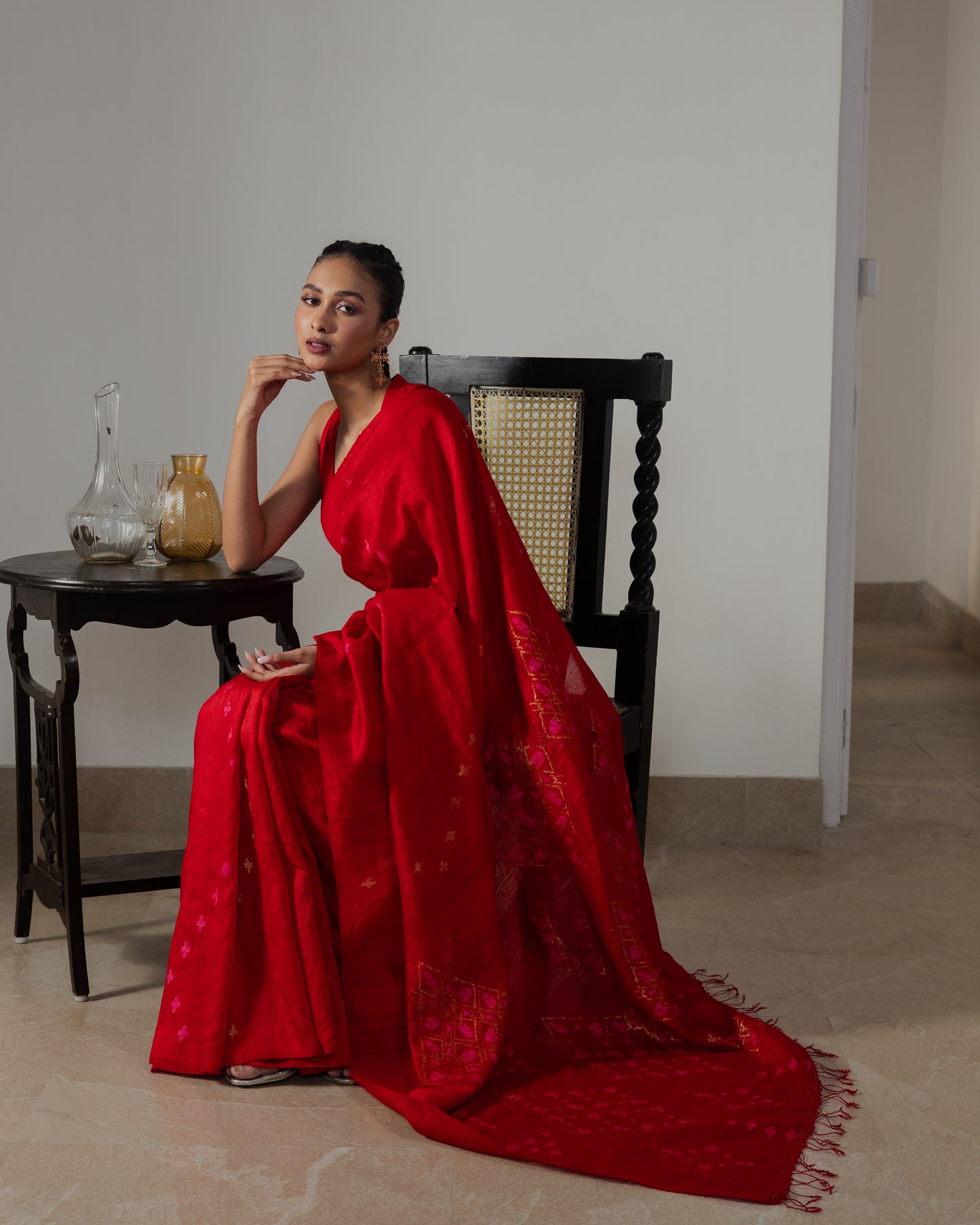 Red Pure Matka Silk Handloom Saree