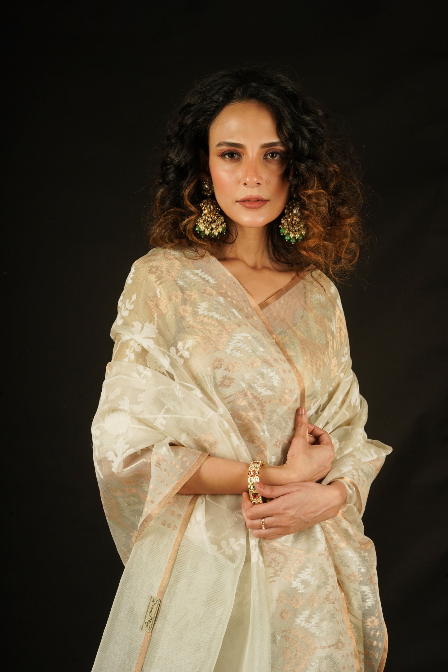 White Pure Organza Traditional Jamdani Saree(Pre-Order)