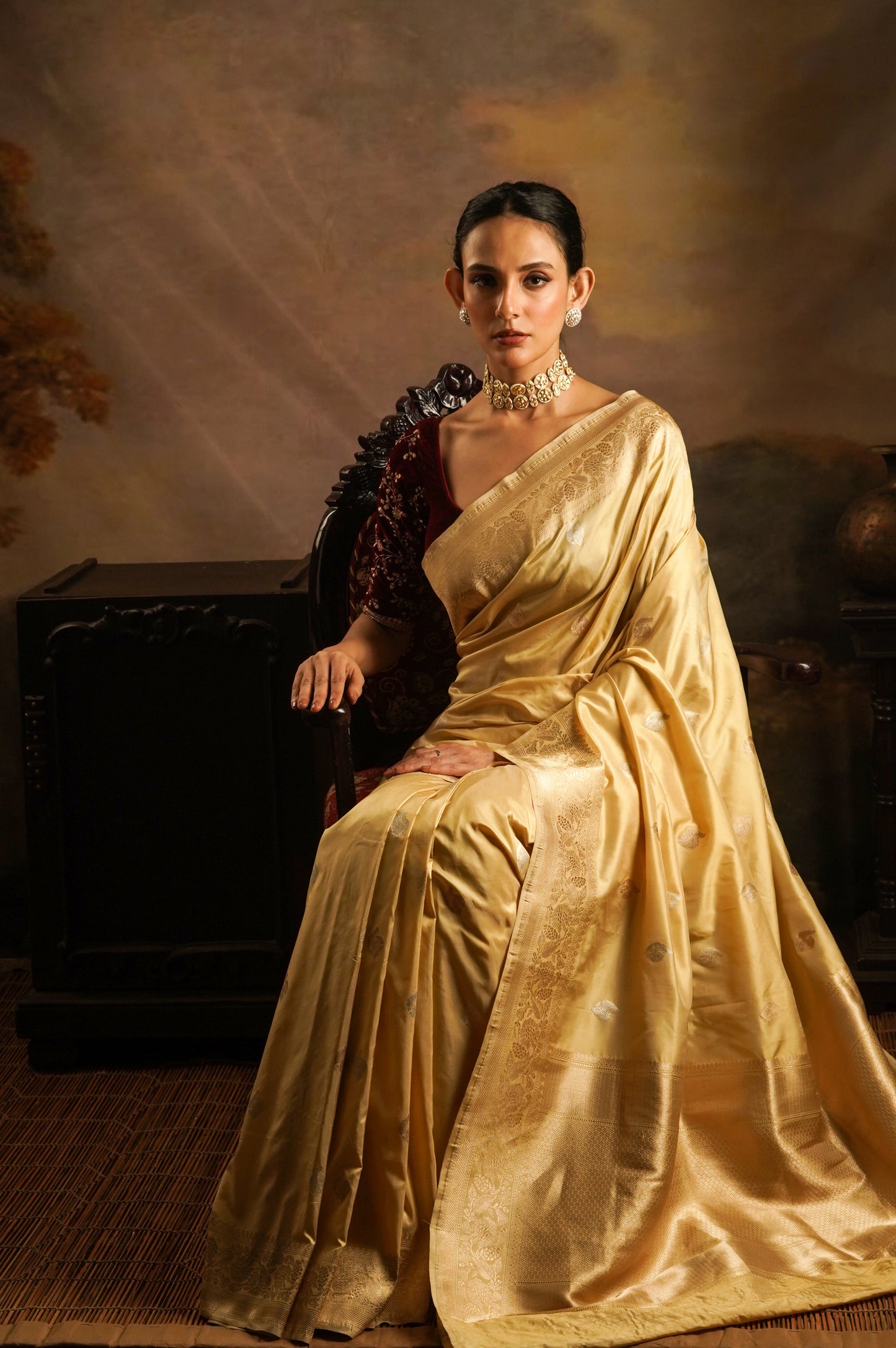 Golden Pure Kadhua Katan Banarasi  Handloom Saree