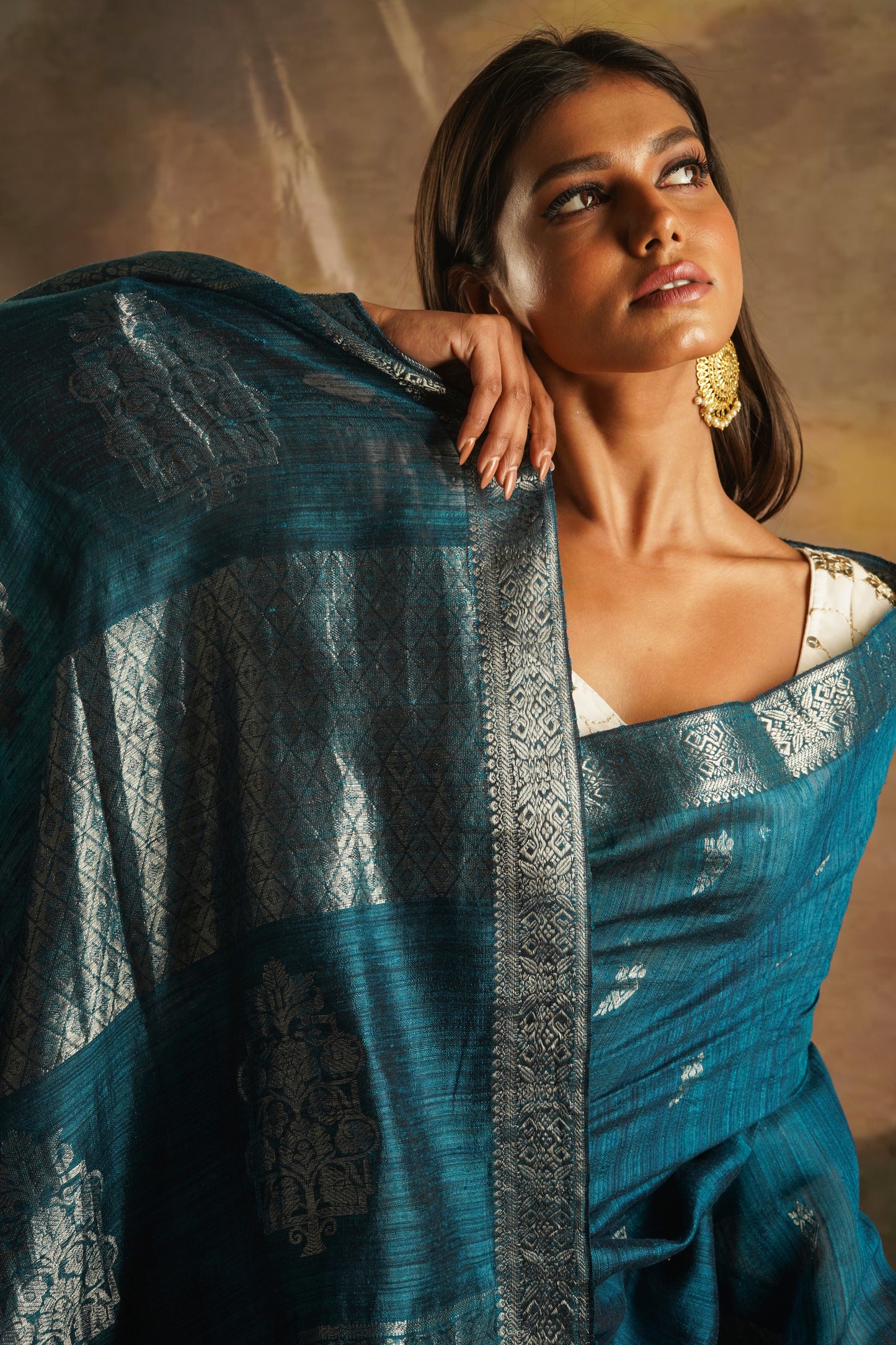 Teal Pure Matka Silk Banarasi Handloom Saree