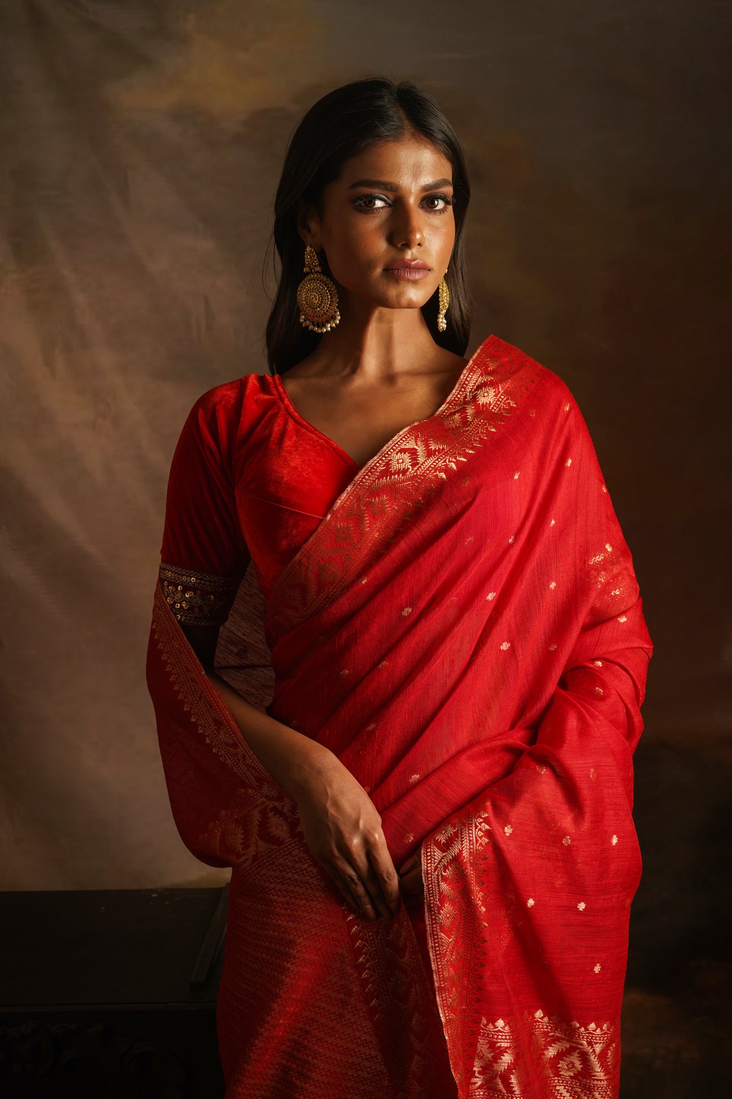 Red Pure Matka Banarasi Handloom Saree