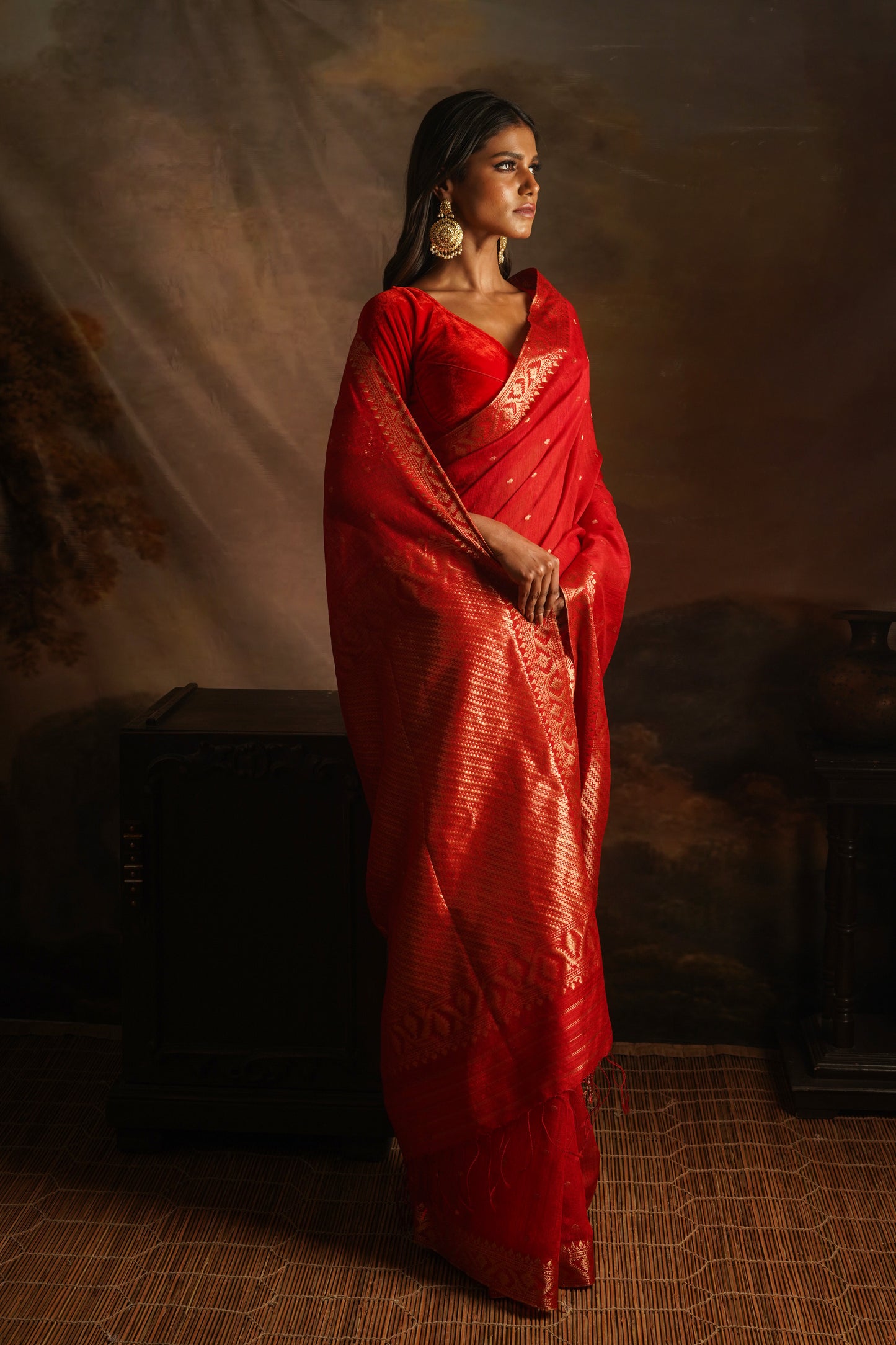 Red Pure Matka Banarasi Handloom Saree