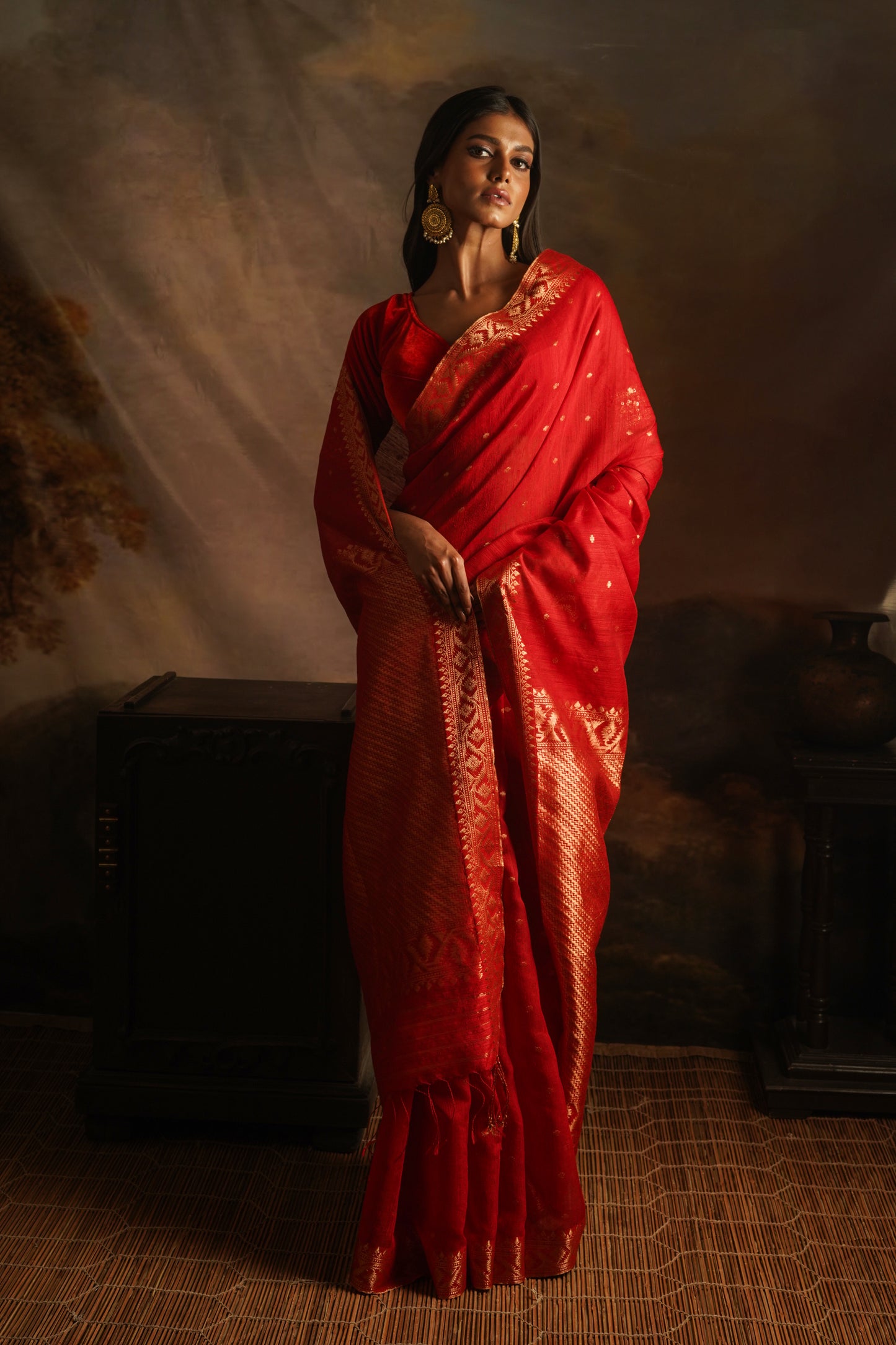 Red Pure Matka Banarasi Handloom Saree