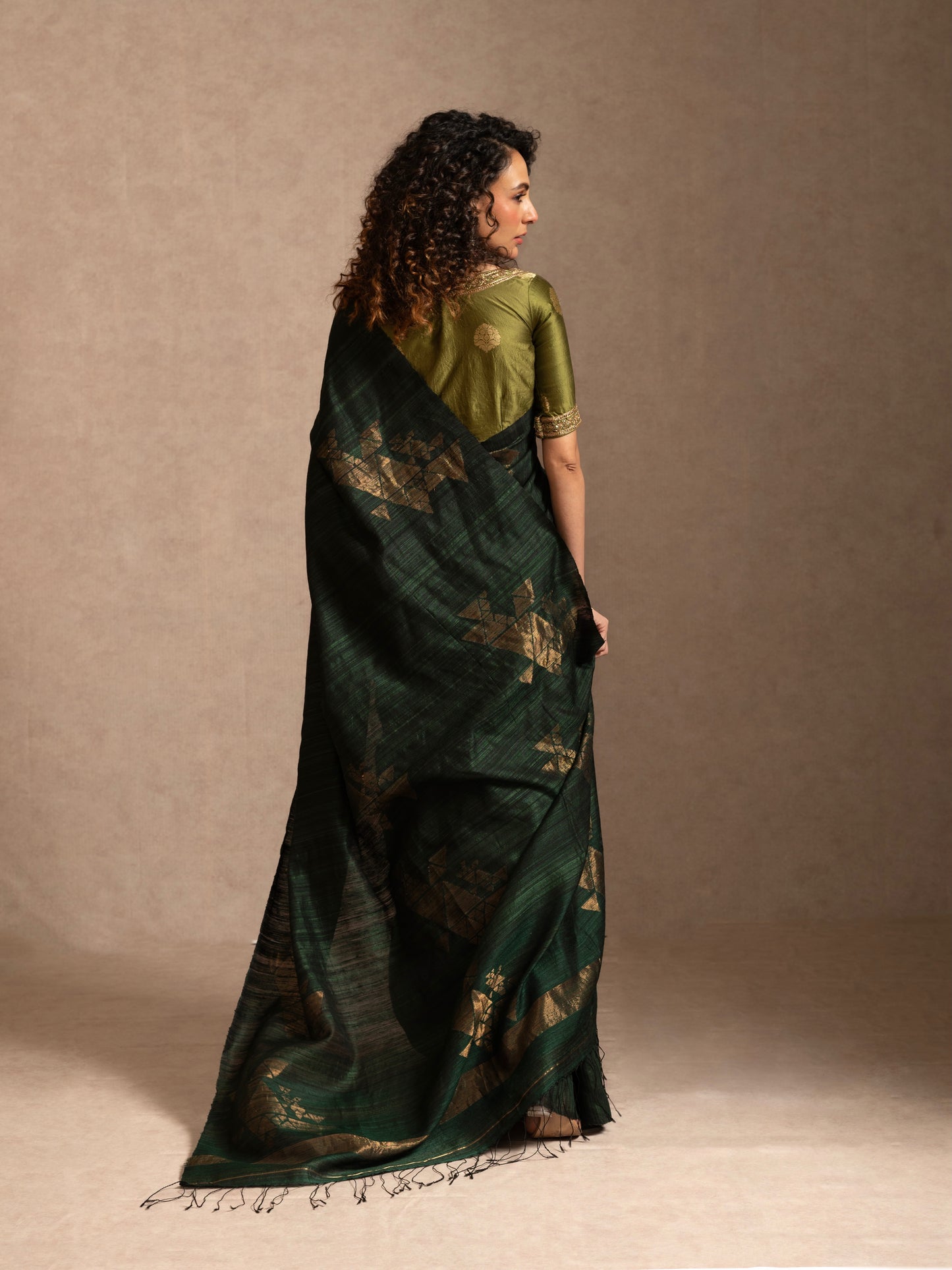 Green Pure Matka Silk Jamdani Handloom Saree