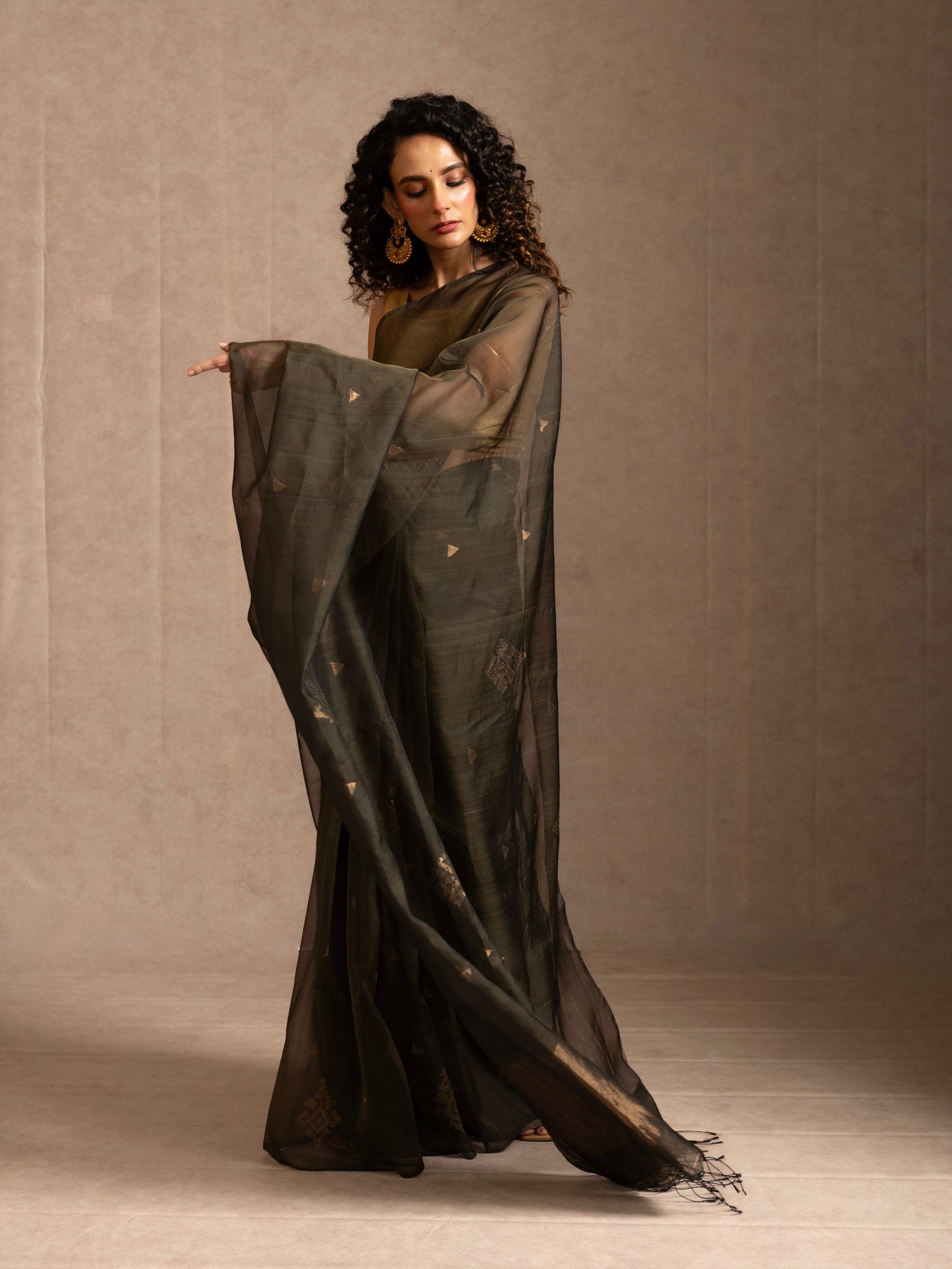 Green Pure Organza Silk Traditional Jamdani Saree