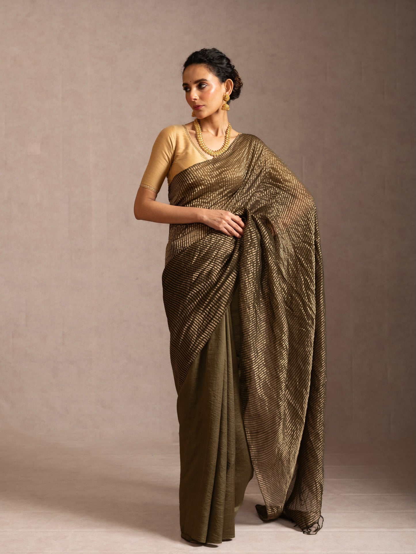 Green Organza and Spun Silk Tissue Handloom Saree