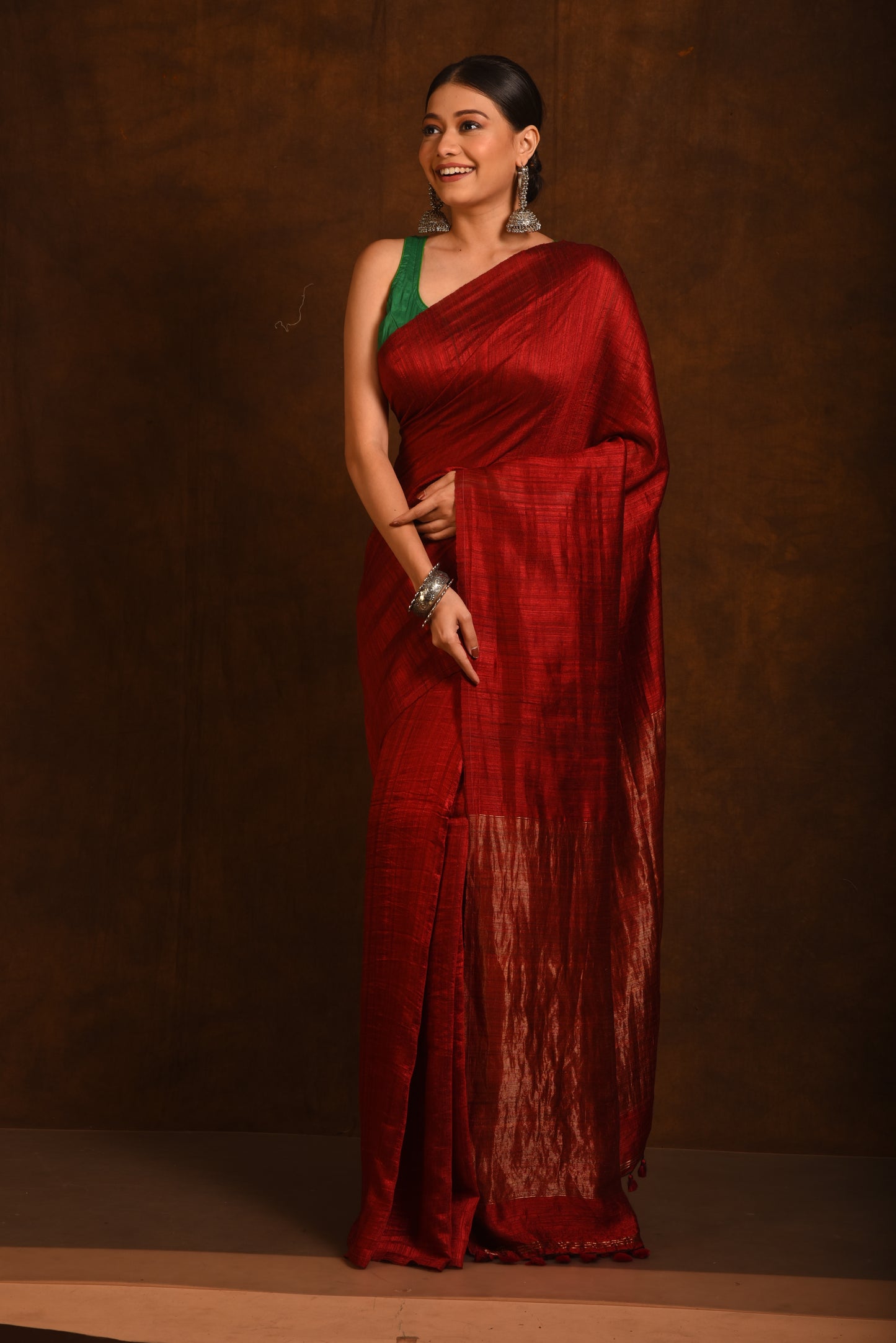 Maroon Pure Matka Silk Handloom Saree