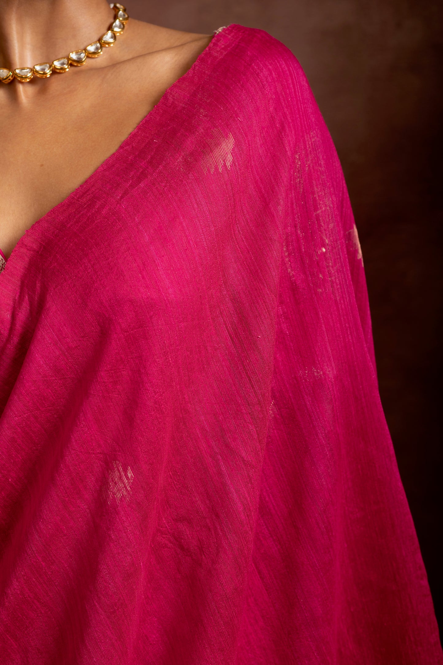 Fuchsia Pure Matka Silk Jamdani Handloom Saree