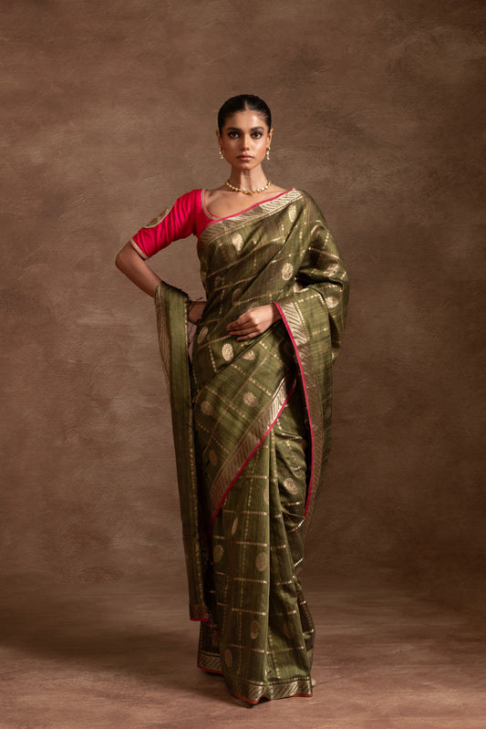 Green Pure Matka Silk Banarasi Handloom Saree