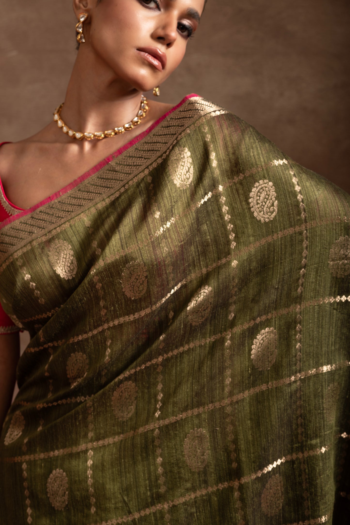 Green Pure Matka Silk Banarasi Handloom Saree