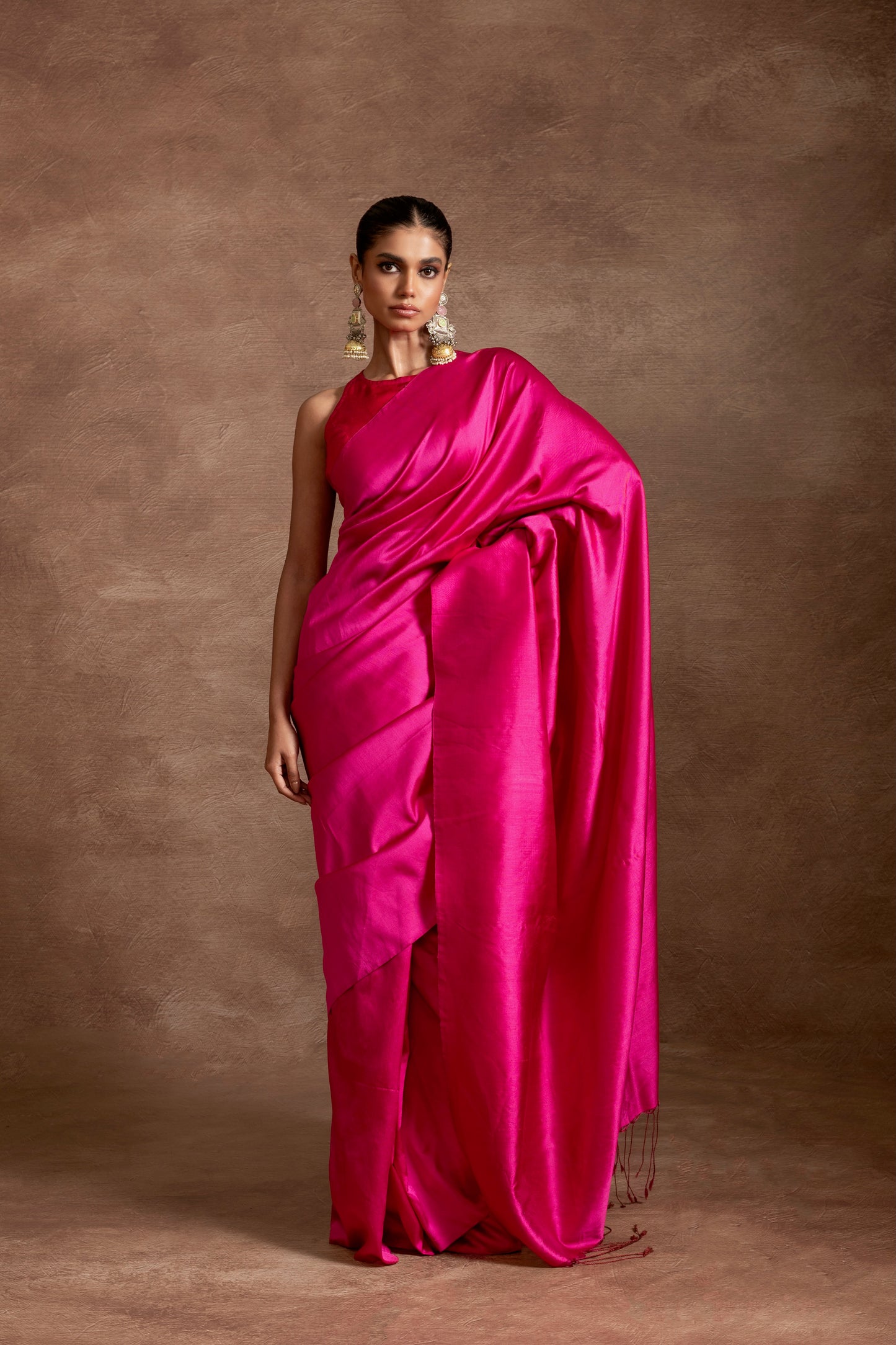 Fuchsia Pure Katan Satin Handloom Saree