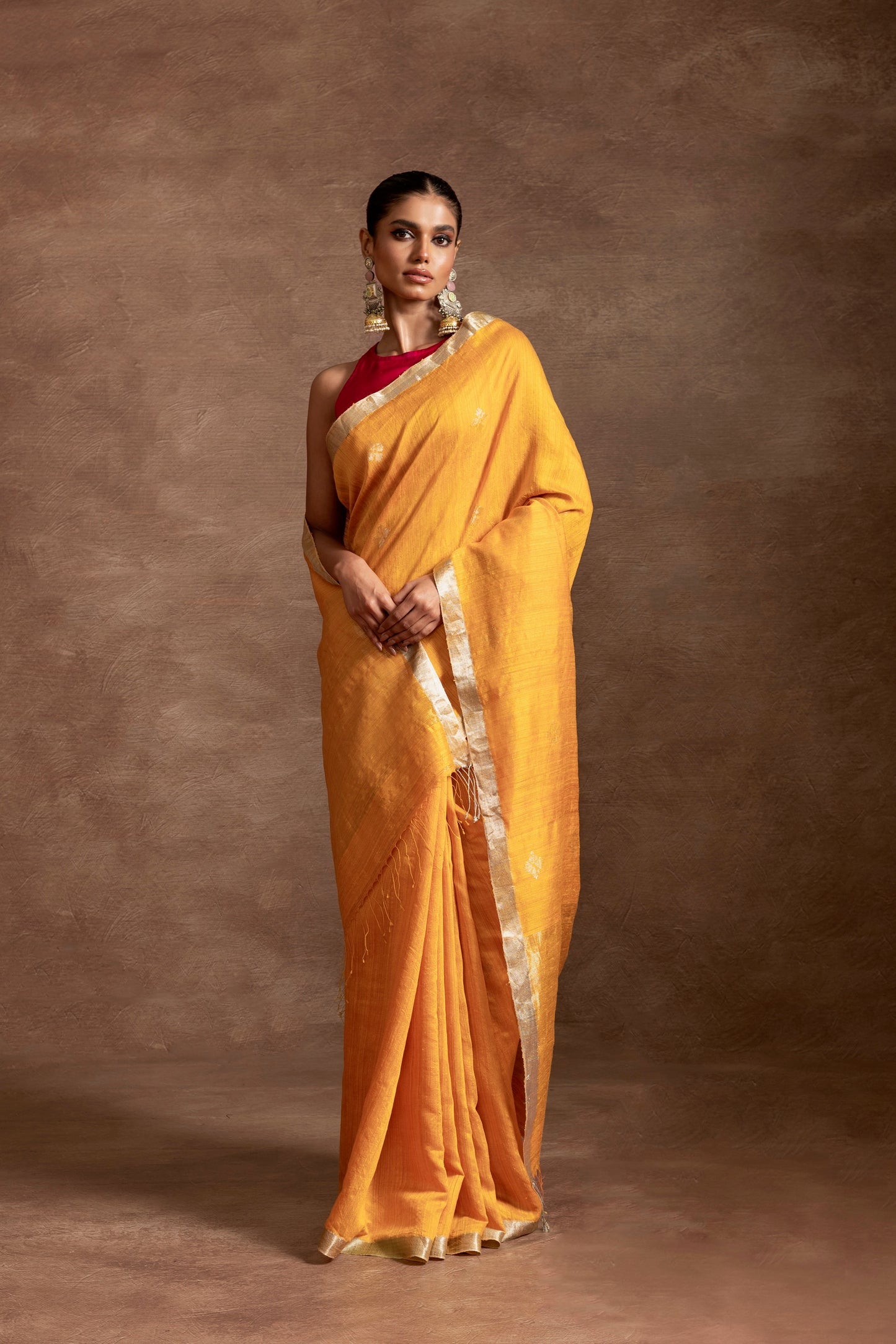 Yellow Pure Matka Silk  Handloom Saree