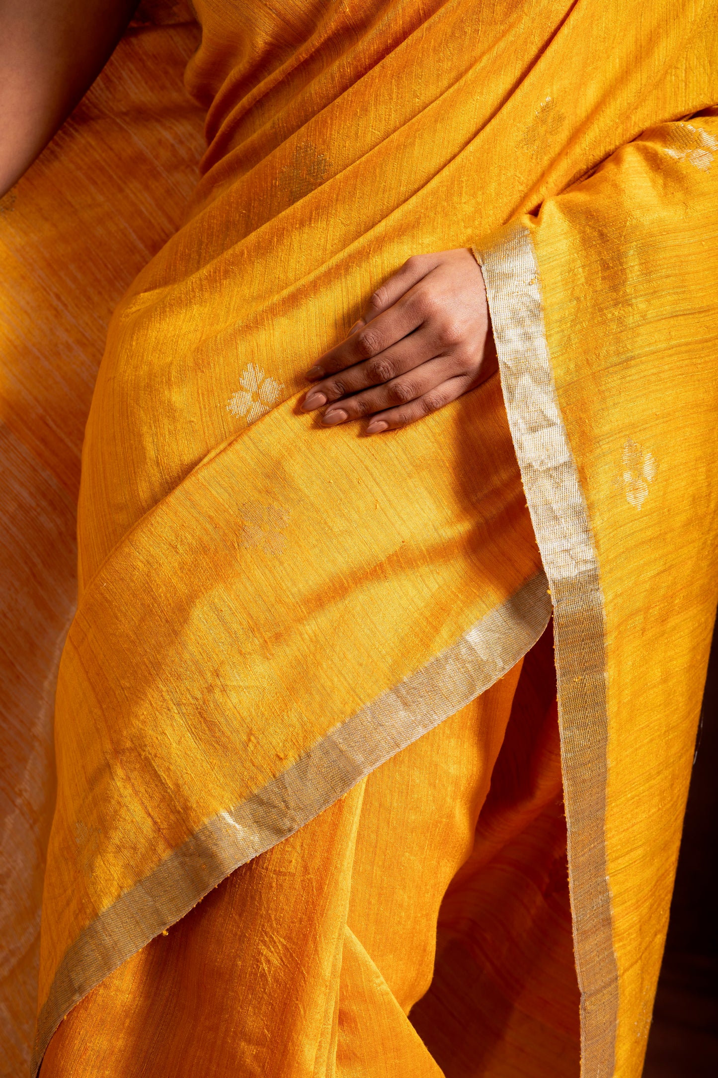 Yellow Pure Matka Silk  Handloom Saree