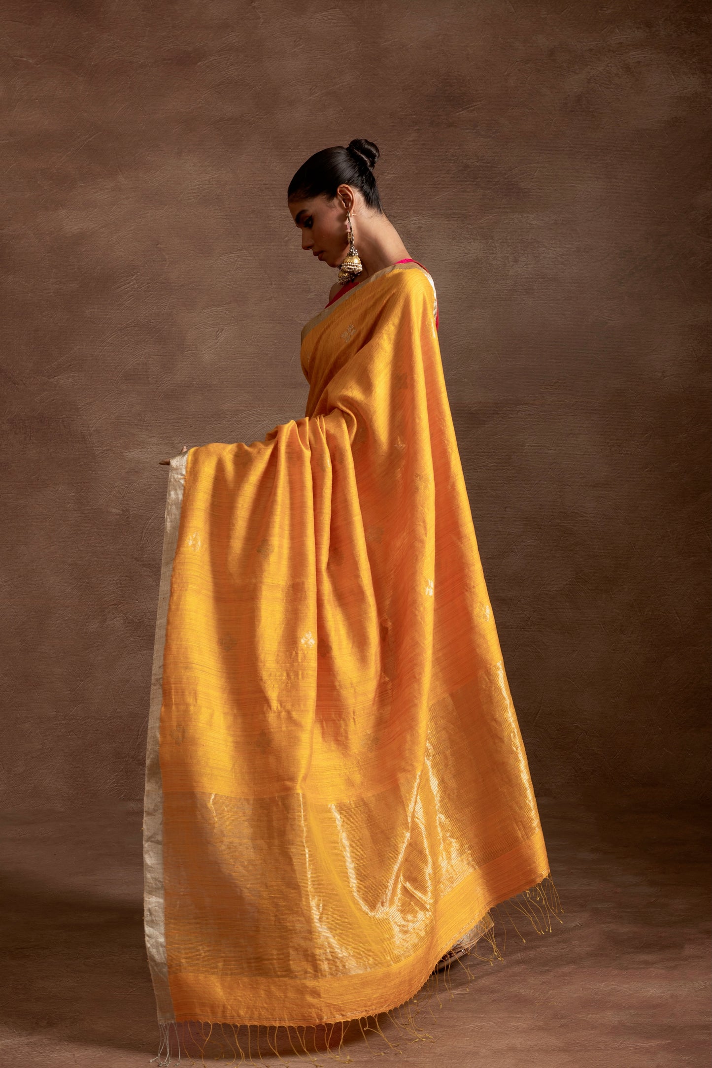 Yellow Pure Matka Silk  Handloom Saree