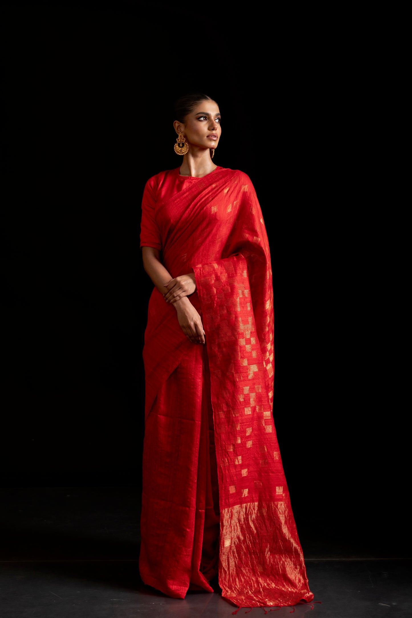 Red Pure Matka Silk Jamdani Handloom Saree