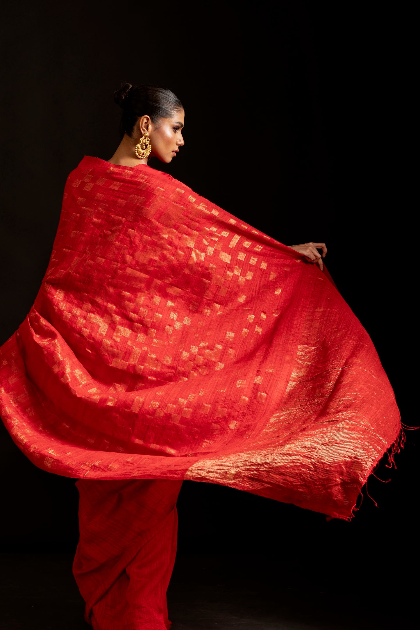 Red Pure Matka Silk Jamdani Handloom Saree