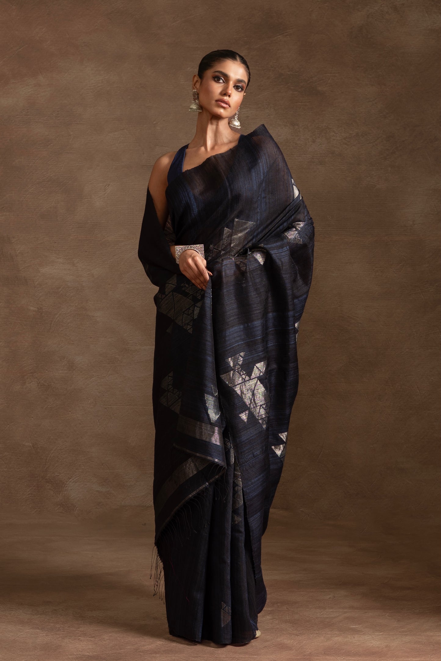 Blue Pure Matka Silk Jamdani Handloom Saree