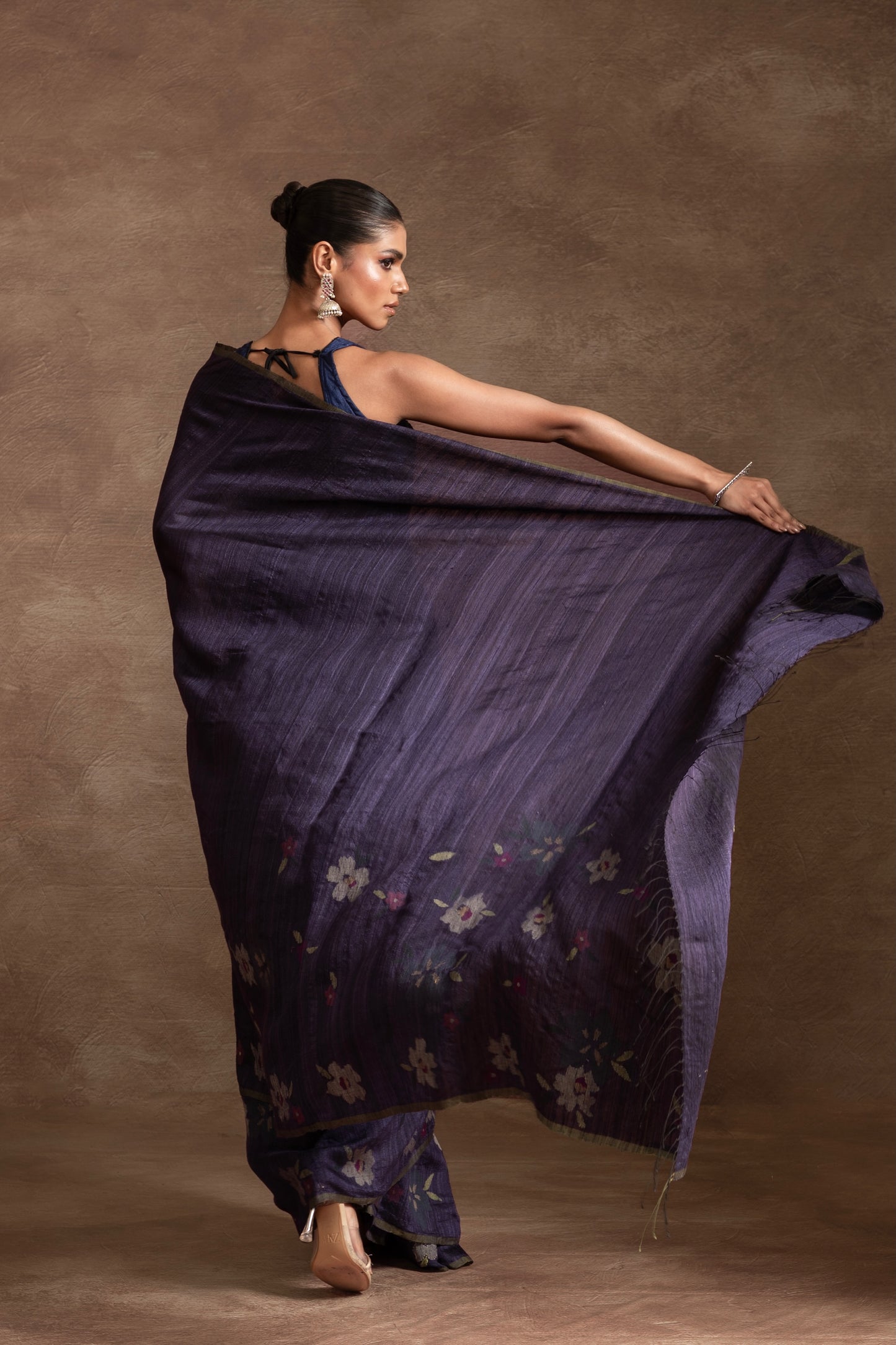 Purple Pure Matka Silk Jamdani Handloom Saree