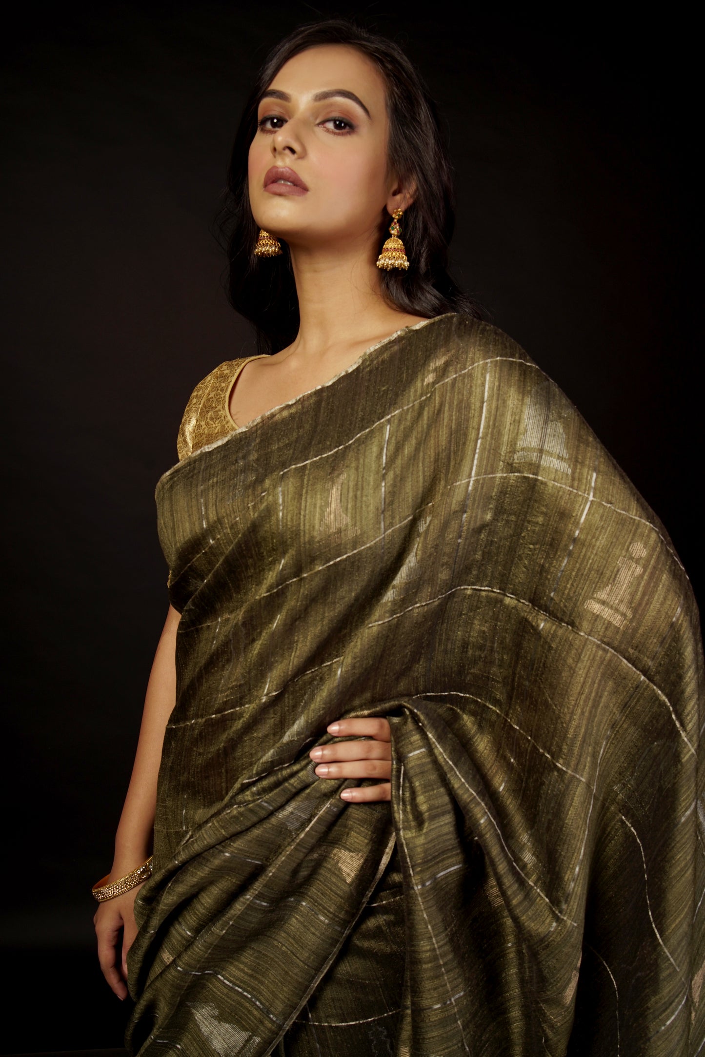 Green Pure Matka Silk Jamdani Handloom Saree