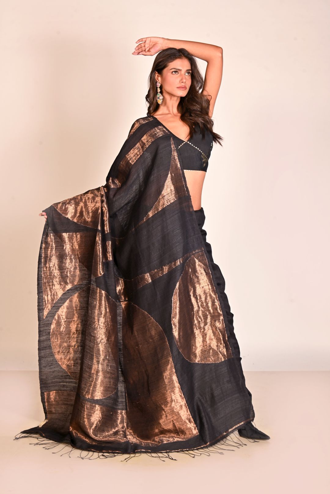 Black Pure Matka Silk Jamdani Handloom Saree