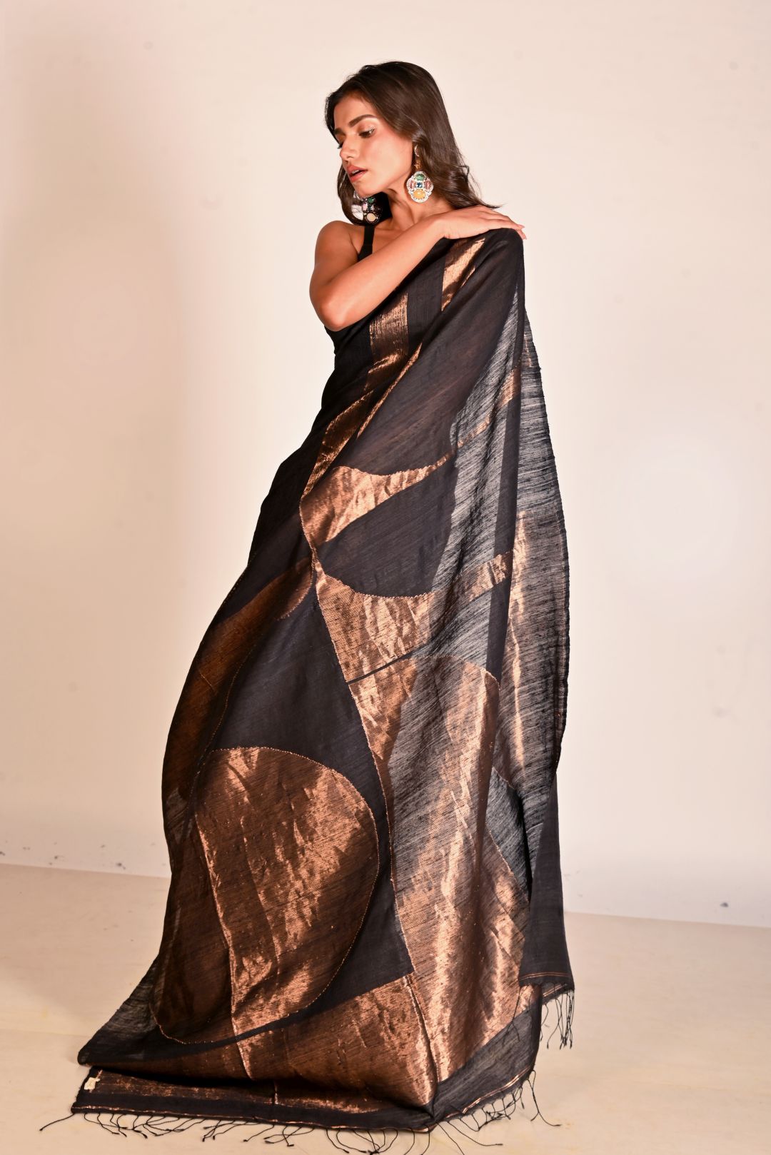 Black Pure Matka Silk Jamdani Handloom Saree