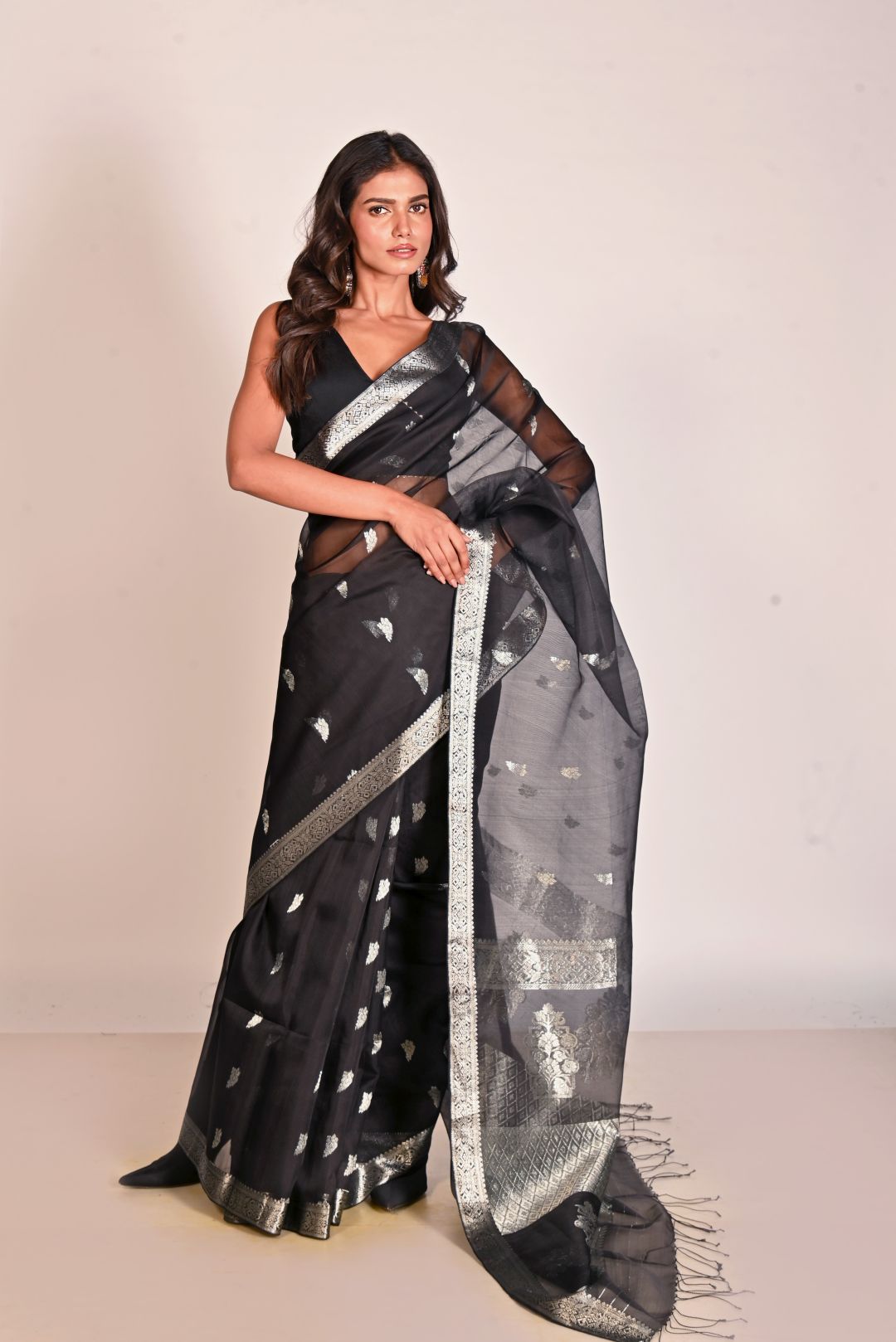 Black Organza Silk Handlom Saree