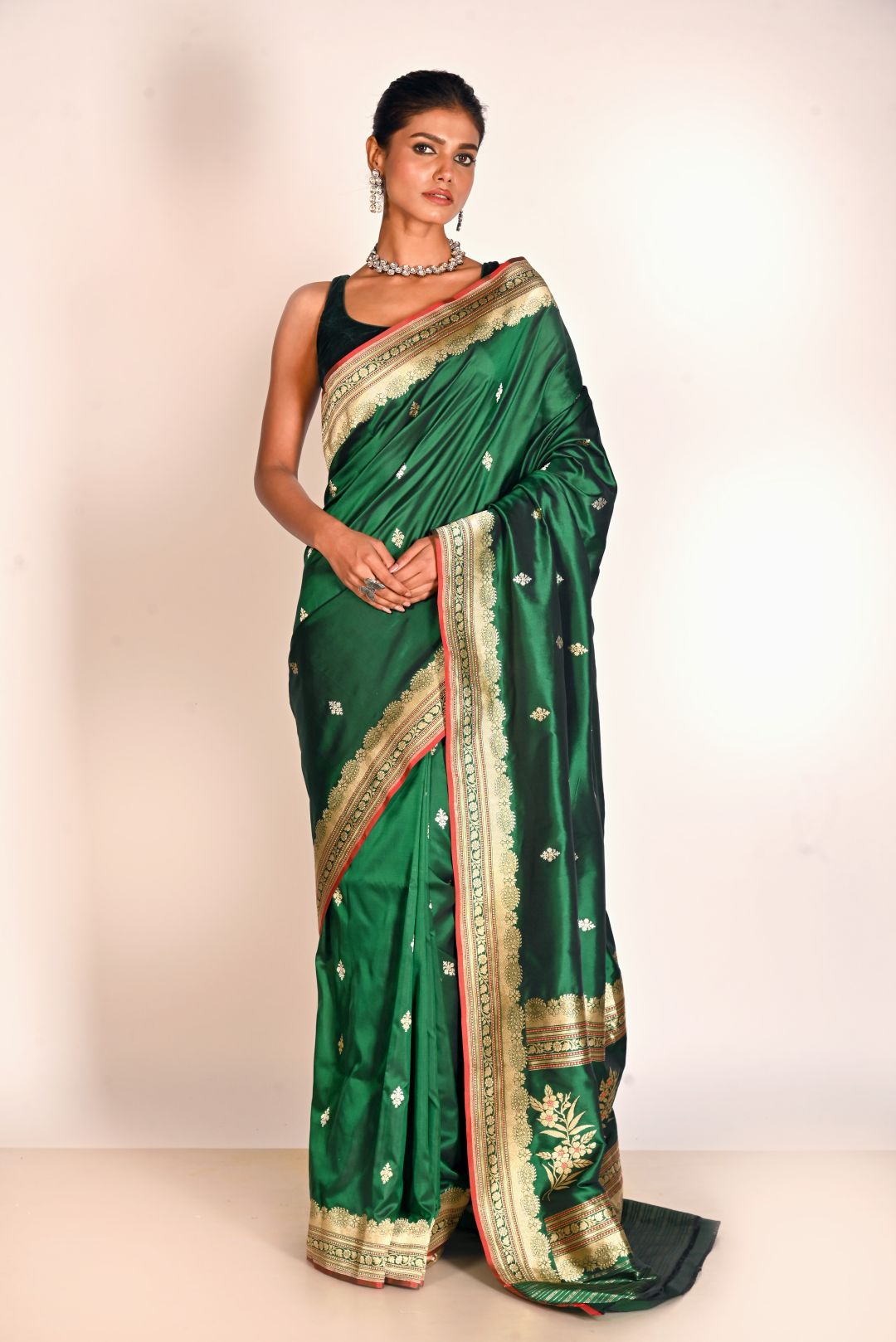 Green Pure Kadhua Katan Silk Banarasi Handloom Saree