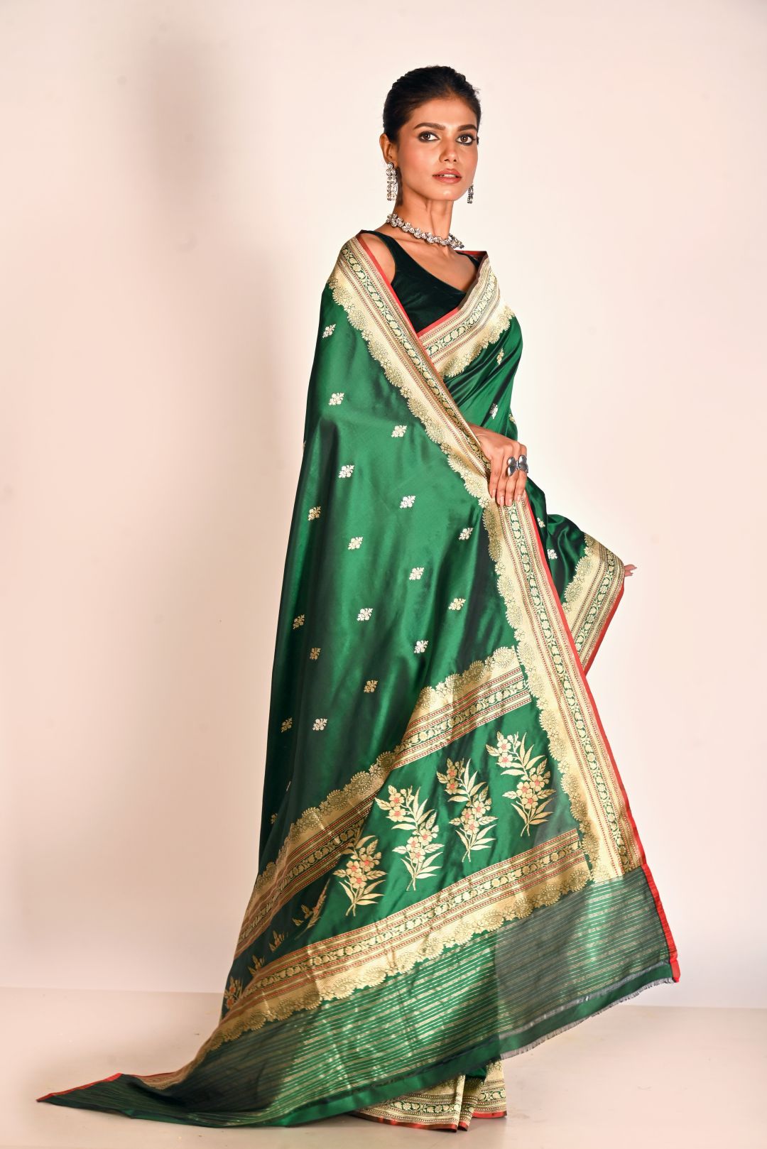 Green Pure Kadhua Katan Silk Banarasi Handloom Saree