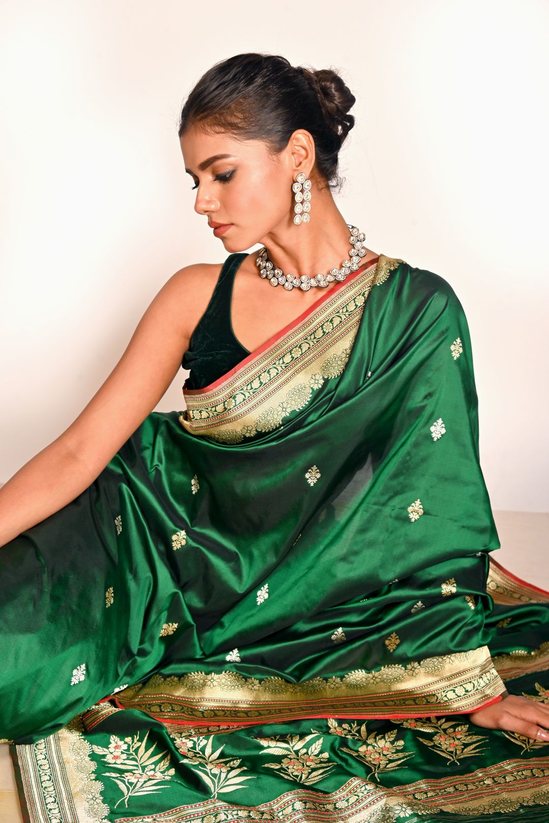 Green Pure Kadhua Katan Silk Banarasi Handloom Saree