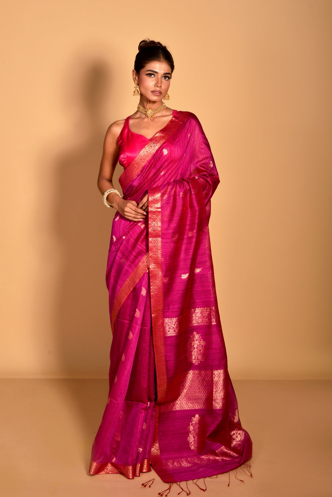 Magenta Pure Matka Silk Banarasi Handloom Saree