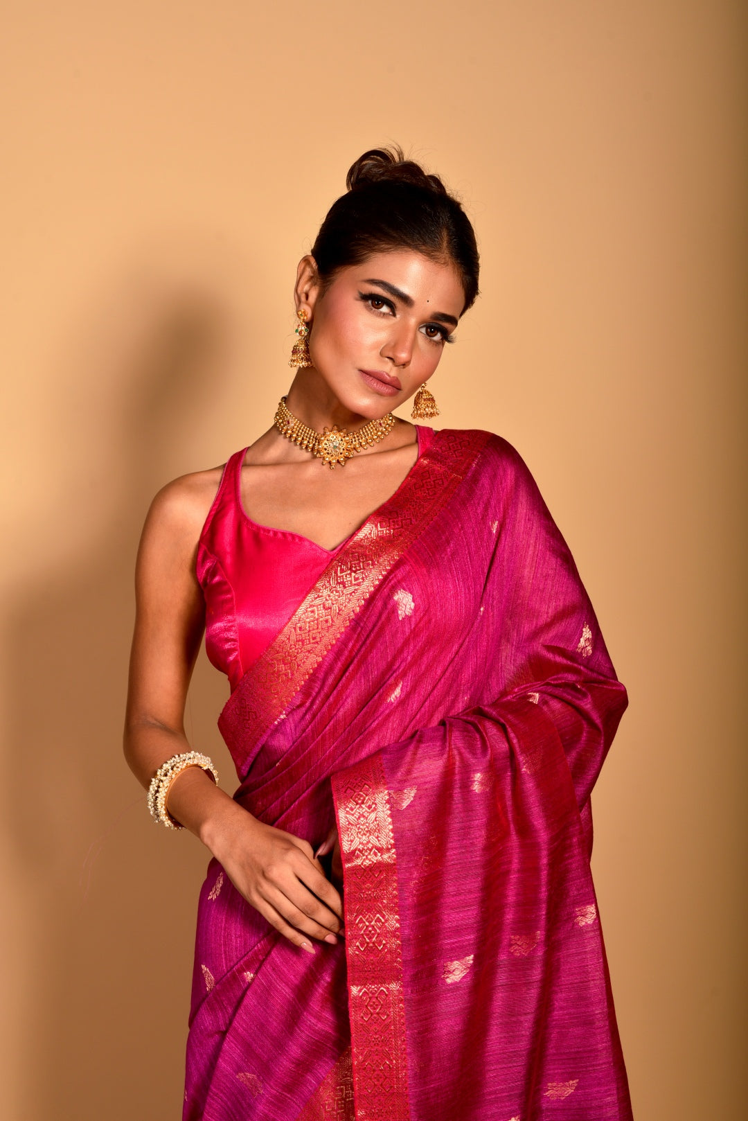 Magenta Pure Matka Silk Banarasi Handloom Saree