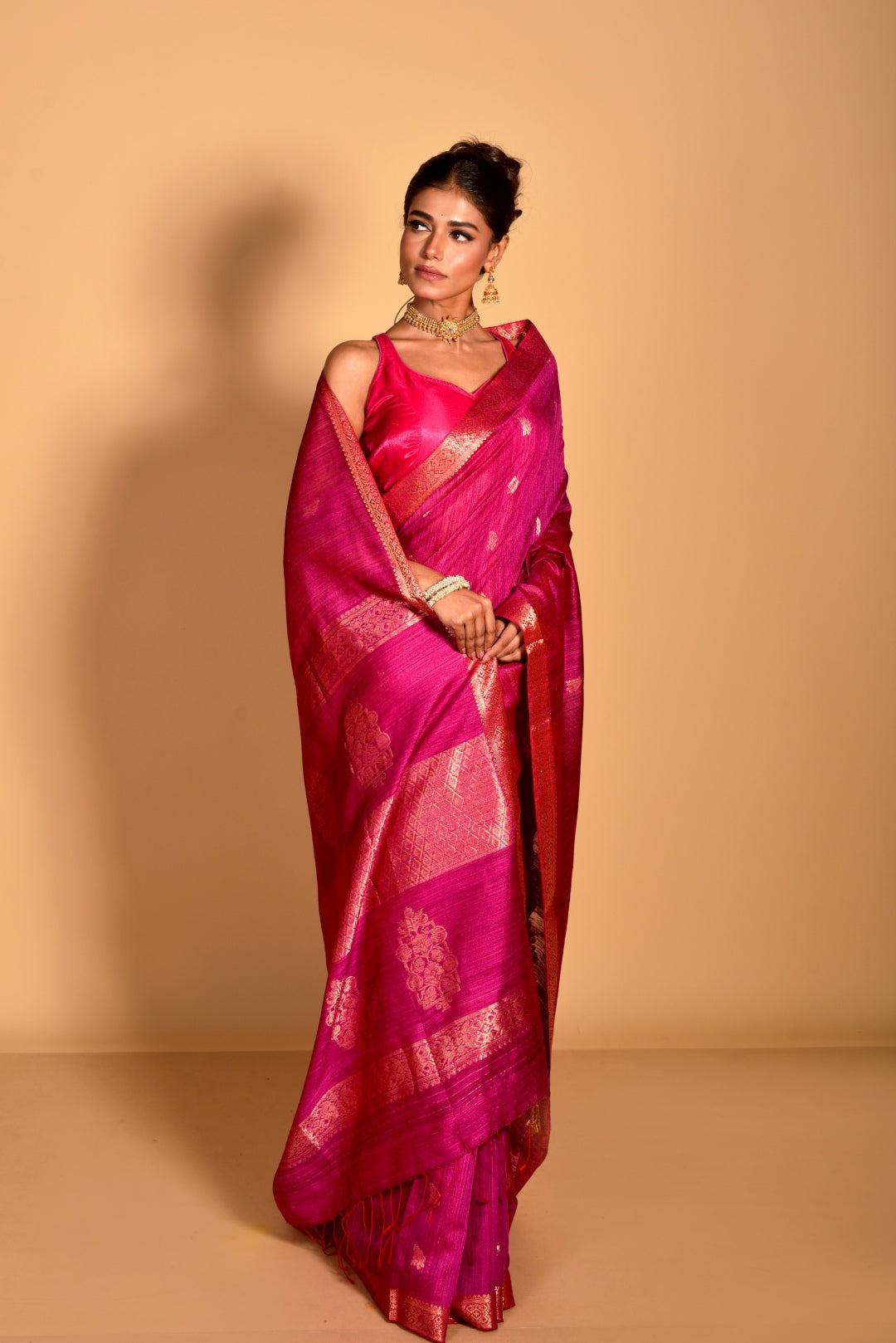 Magenta Pure Matka Silk Banarasi Handloom Saree