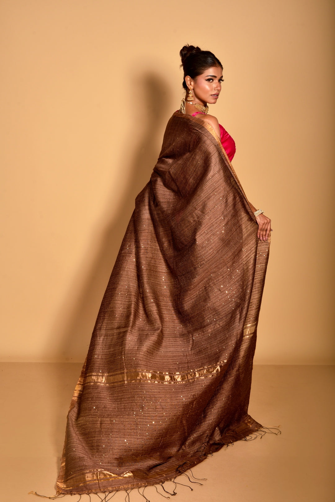 Brown Pure Matka Silk Handloom Saree