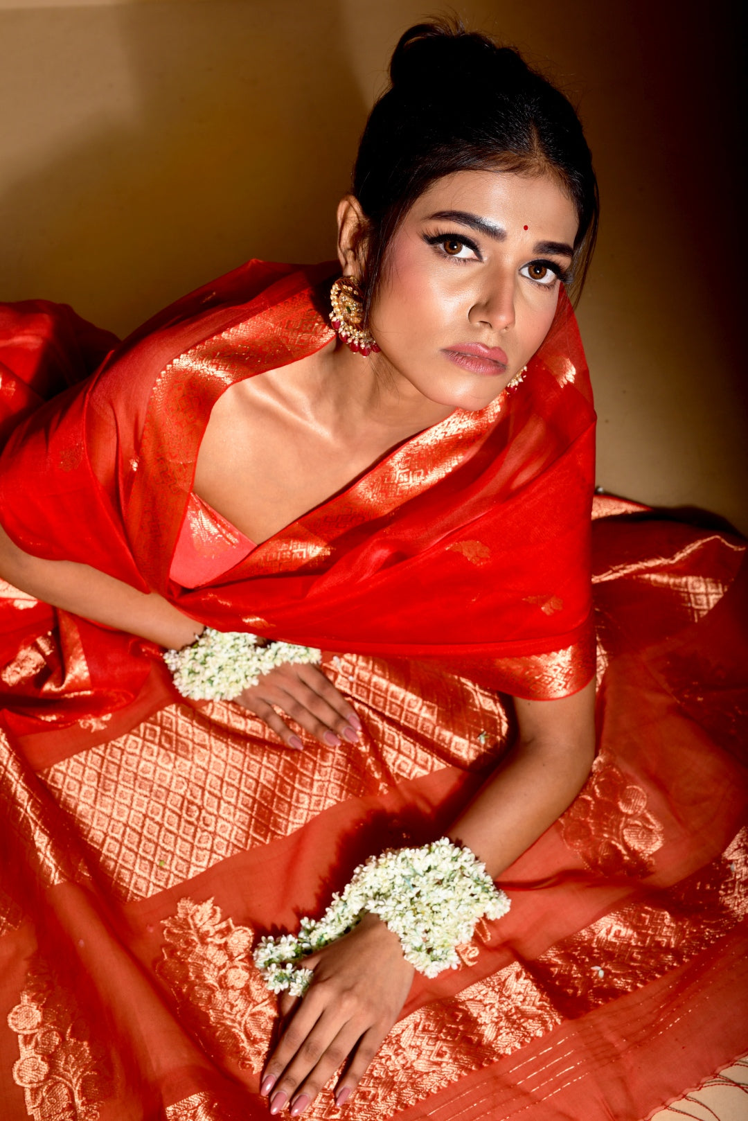 Red Pure Organza Silk Handloom Saree