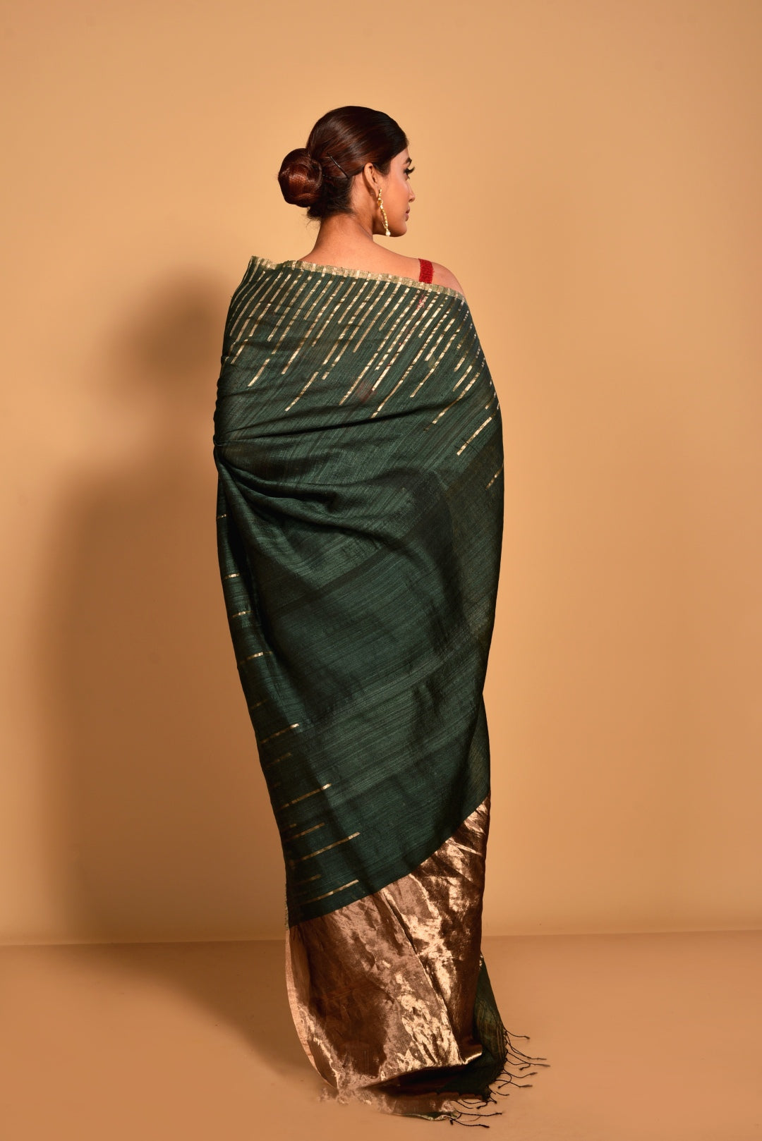 Green Pure Matka Silk Jamdani Handloom Saree