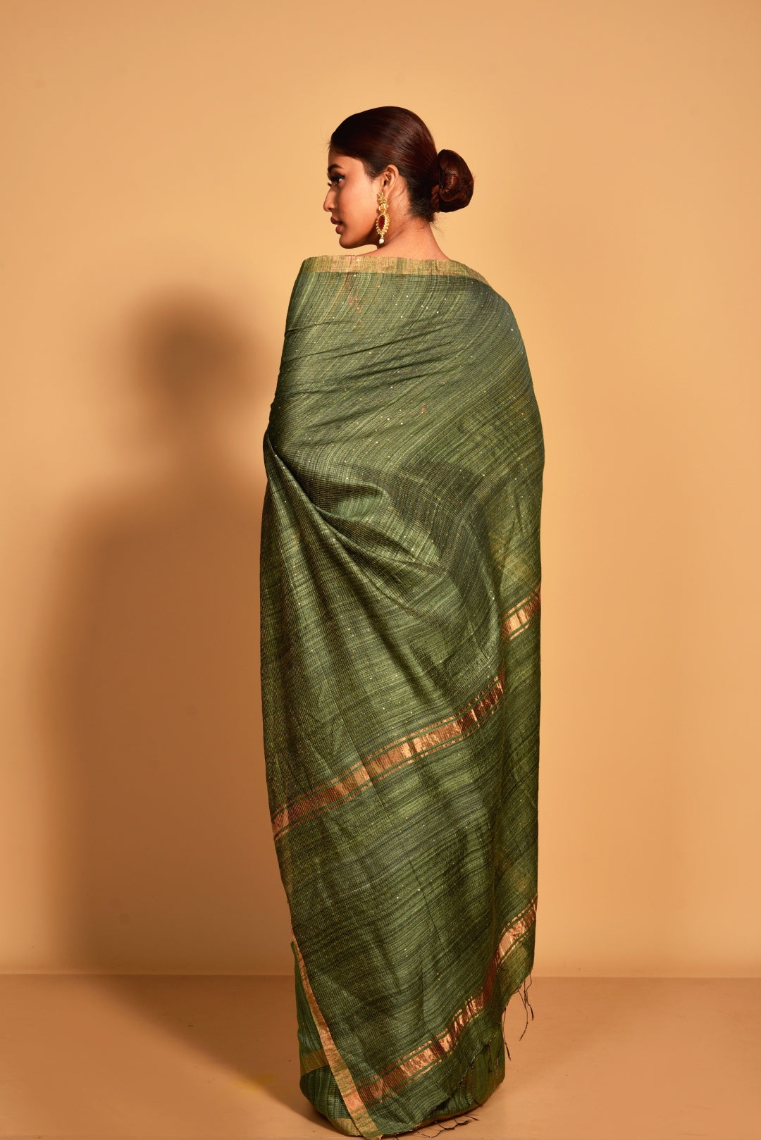 Green Pure Matka Silk Handloom Saree