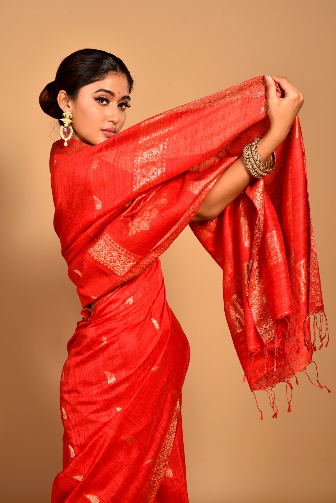 Red Pure Matka Silk Banarasi Handloom Saree