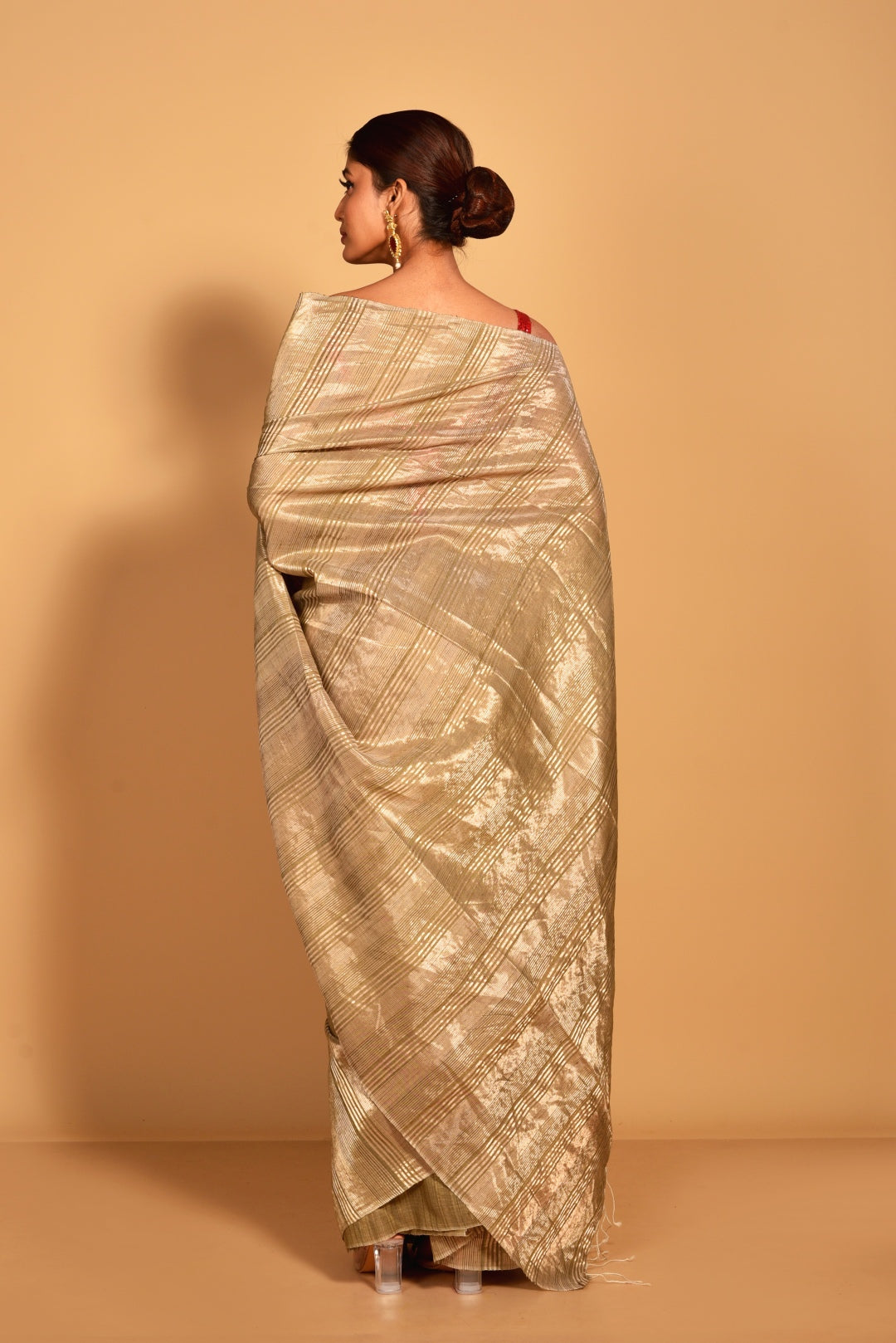 Green Pure Tissue Matka Silk Handloom Saree