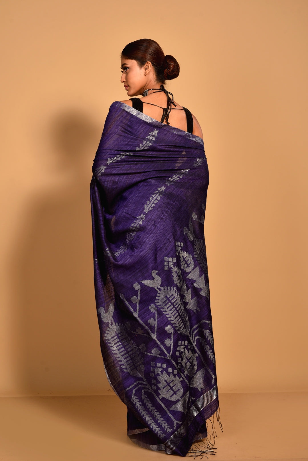 Purple Pure Matka Silk Jamdani Handloom Saree