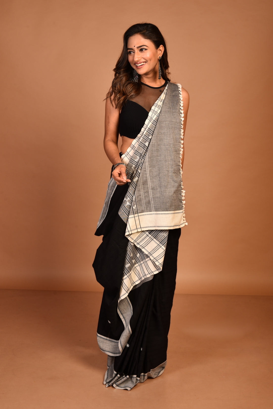 Black Kala Cotton Handloom Saree