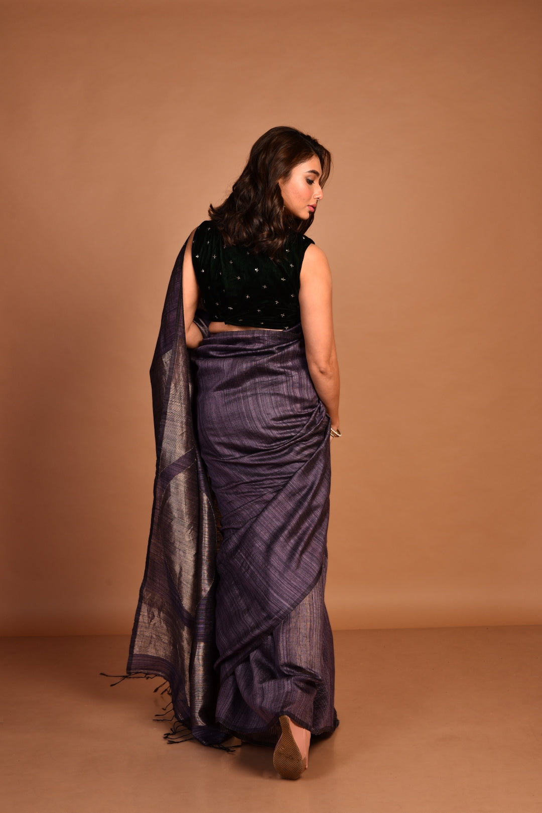 Purple Pure Matka Silk Jamdani Handloom Saree