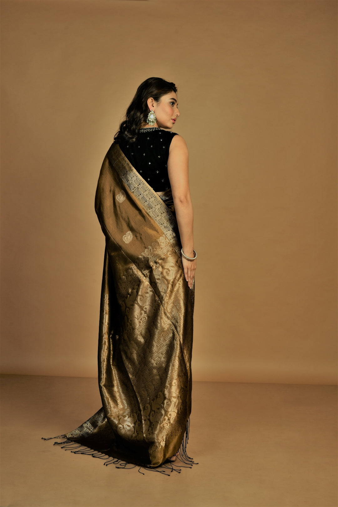 Golden Pure Katan Silk Handloom Saree