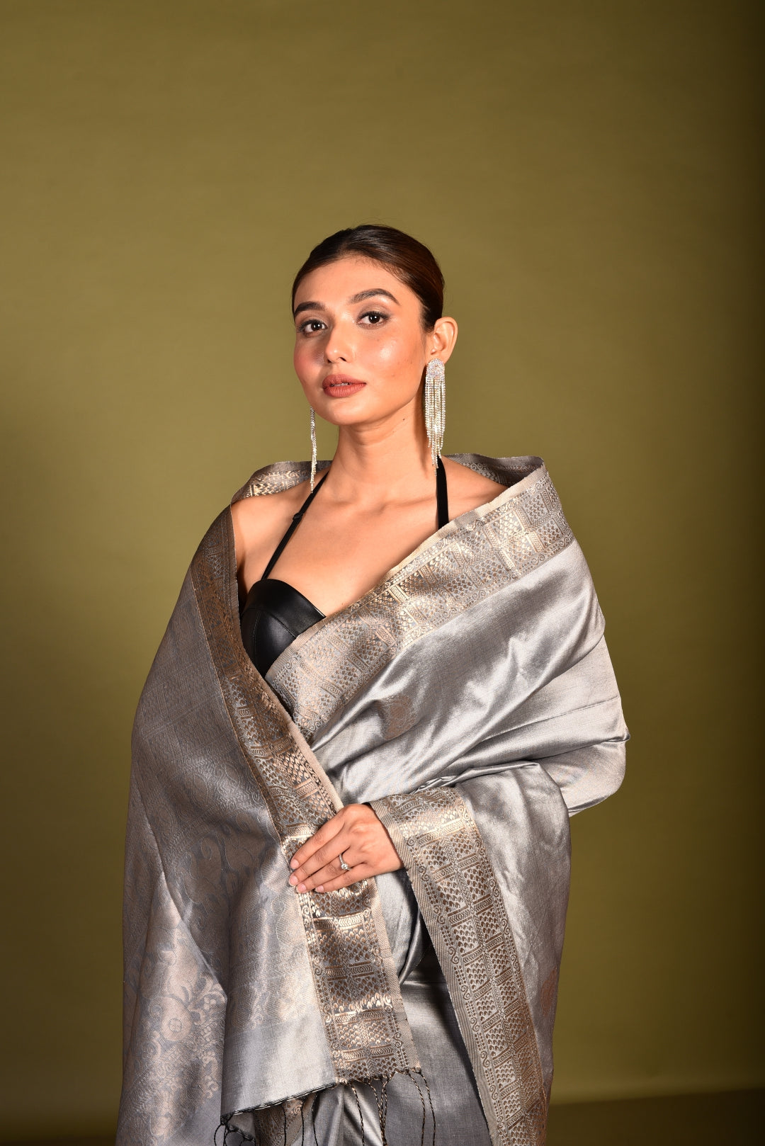 Silver Pure Katan Silk Handloom Saree