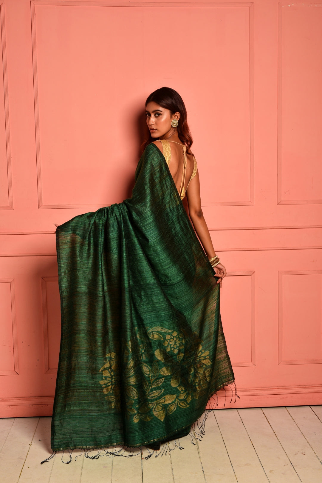 Green Pure Matka Silk Jamdani Handloom Saree