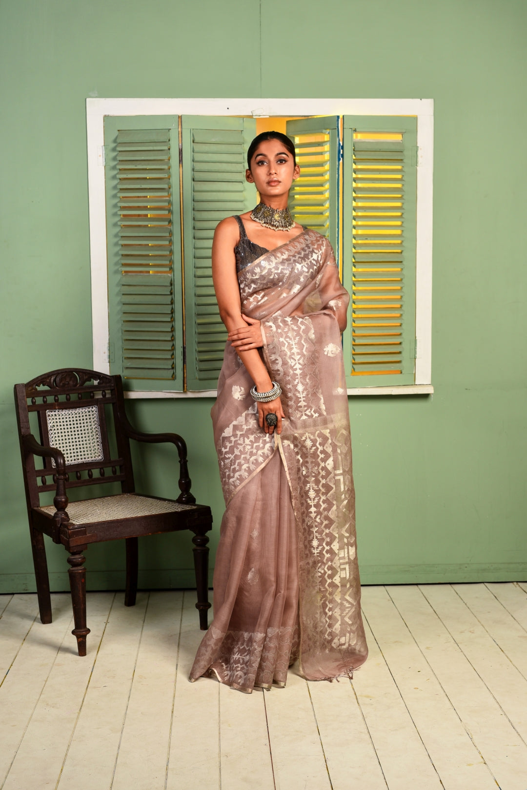 Pure Organza Traditional Jamdani Handloom Saree (Pre-Order)