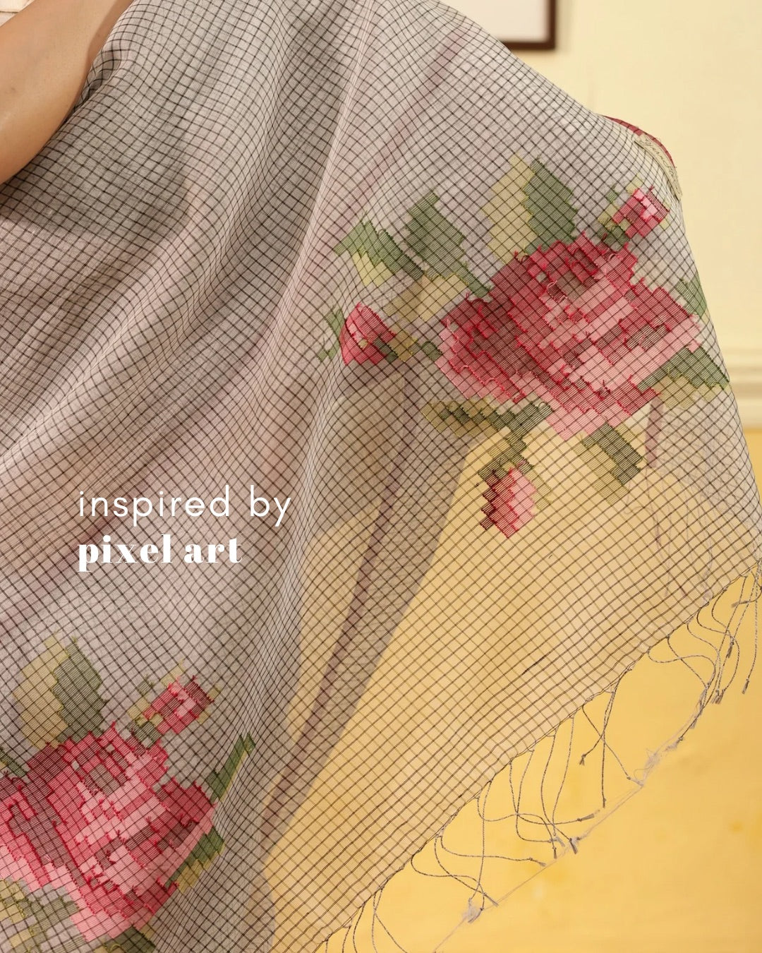 White Pure Organza Silk Jamdani Handloom Saree