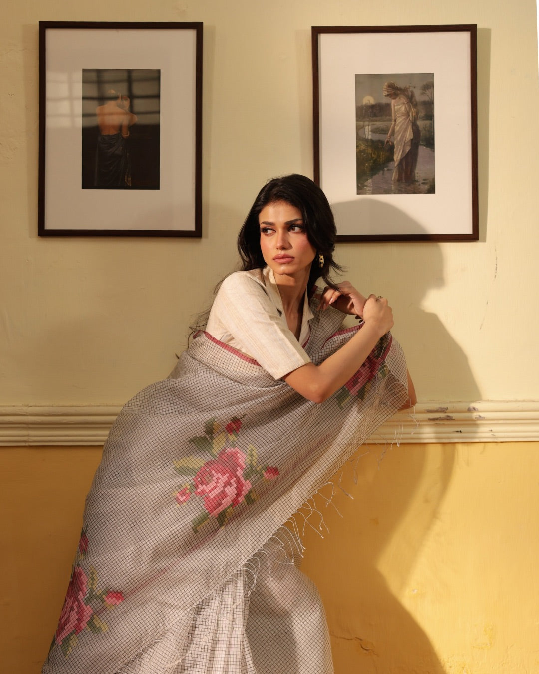 White Pure Organza Silk Jamdani Handloom Saree