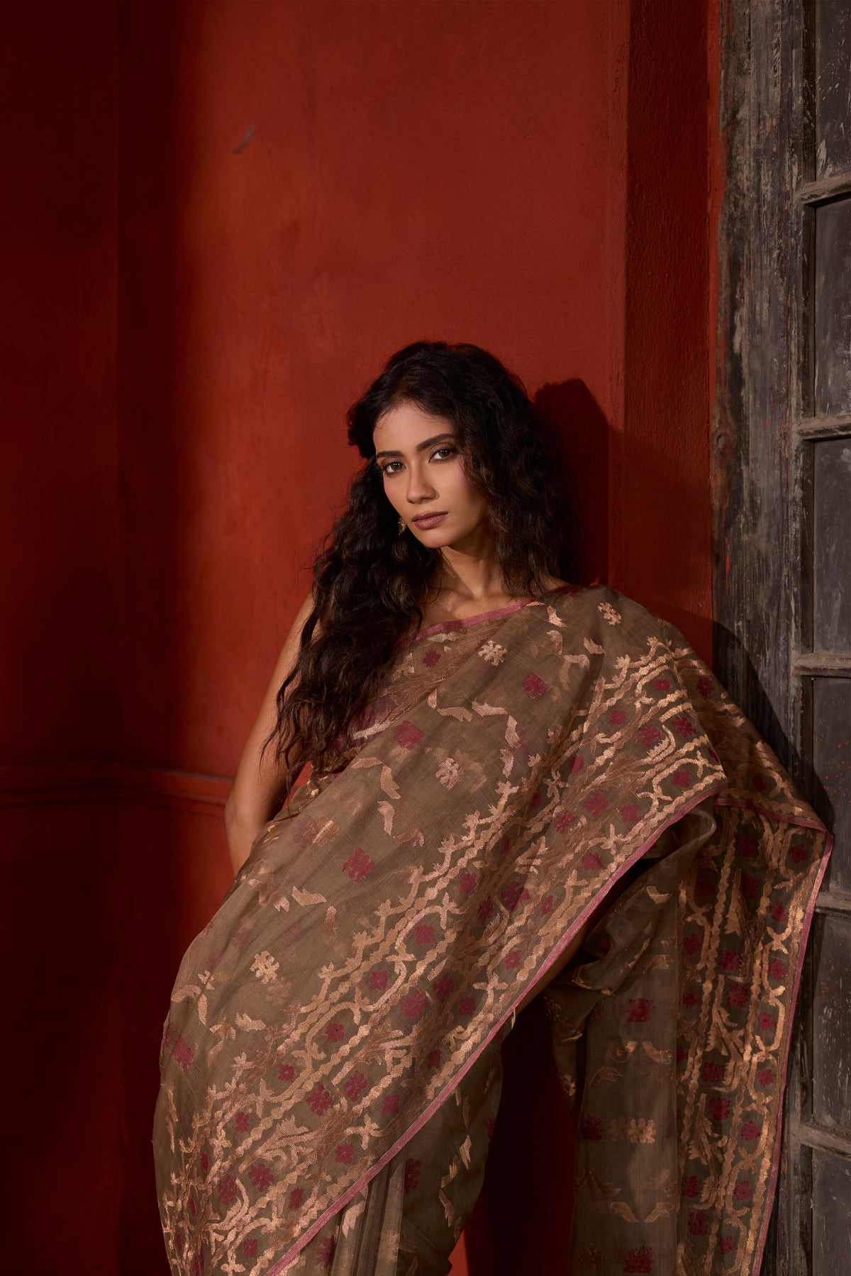 Green Pure Organza Silk Traditional Jamdani Saree
