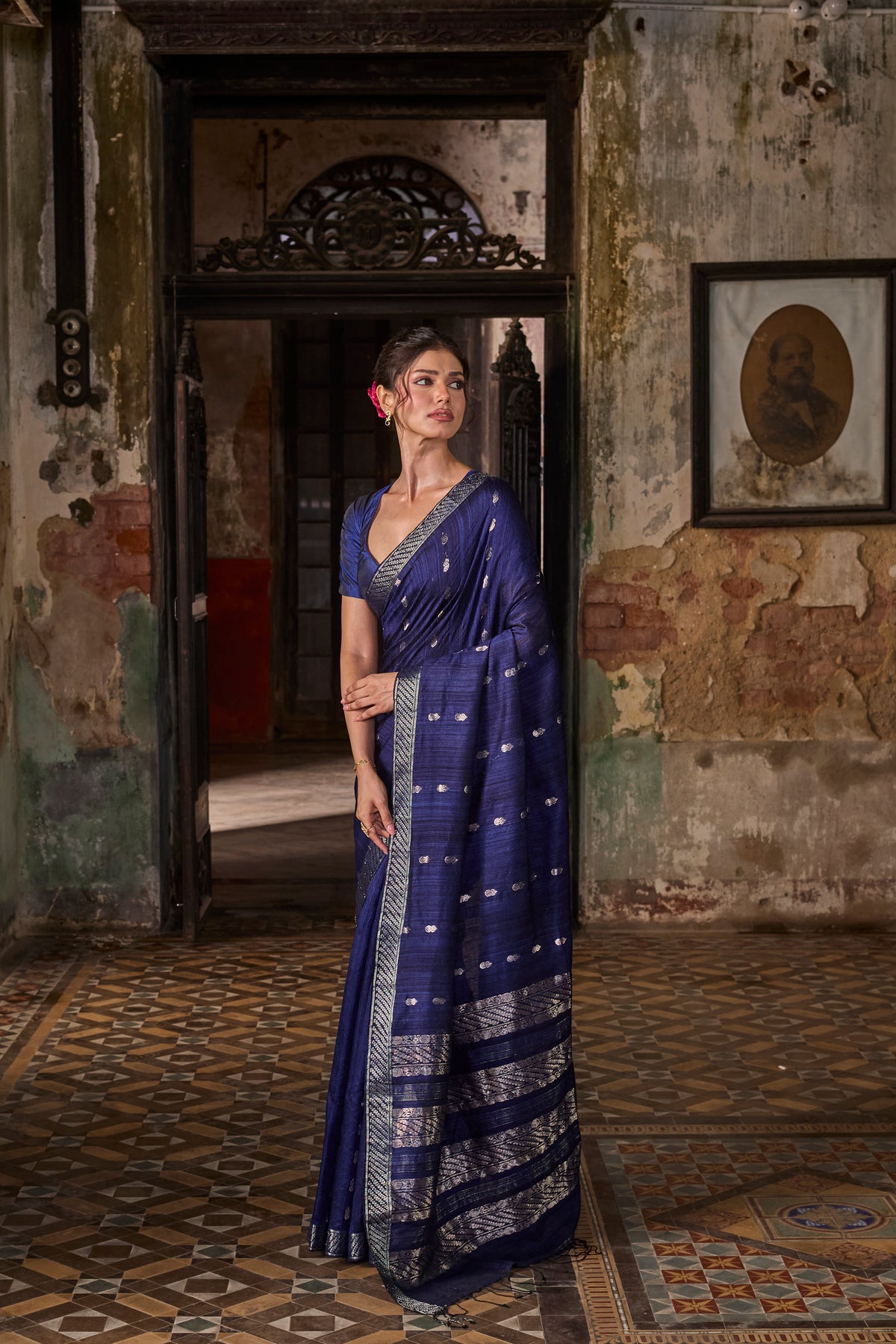 Blue Pure Matka Silk Handloom Saree
