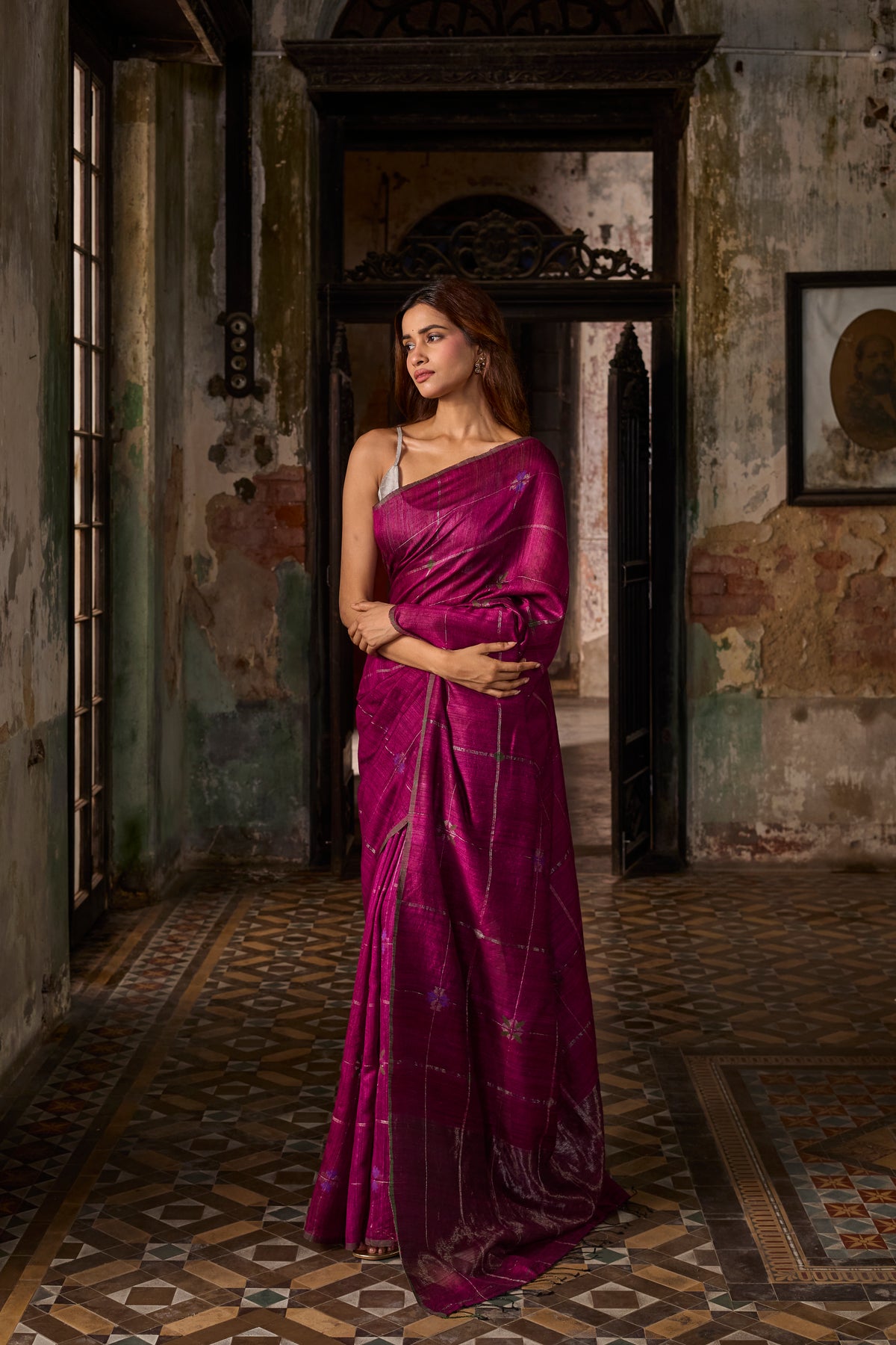 Magenta Pure Matka Silk Handloom Saree